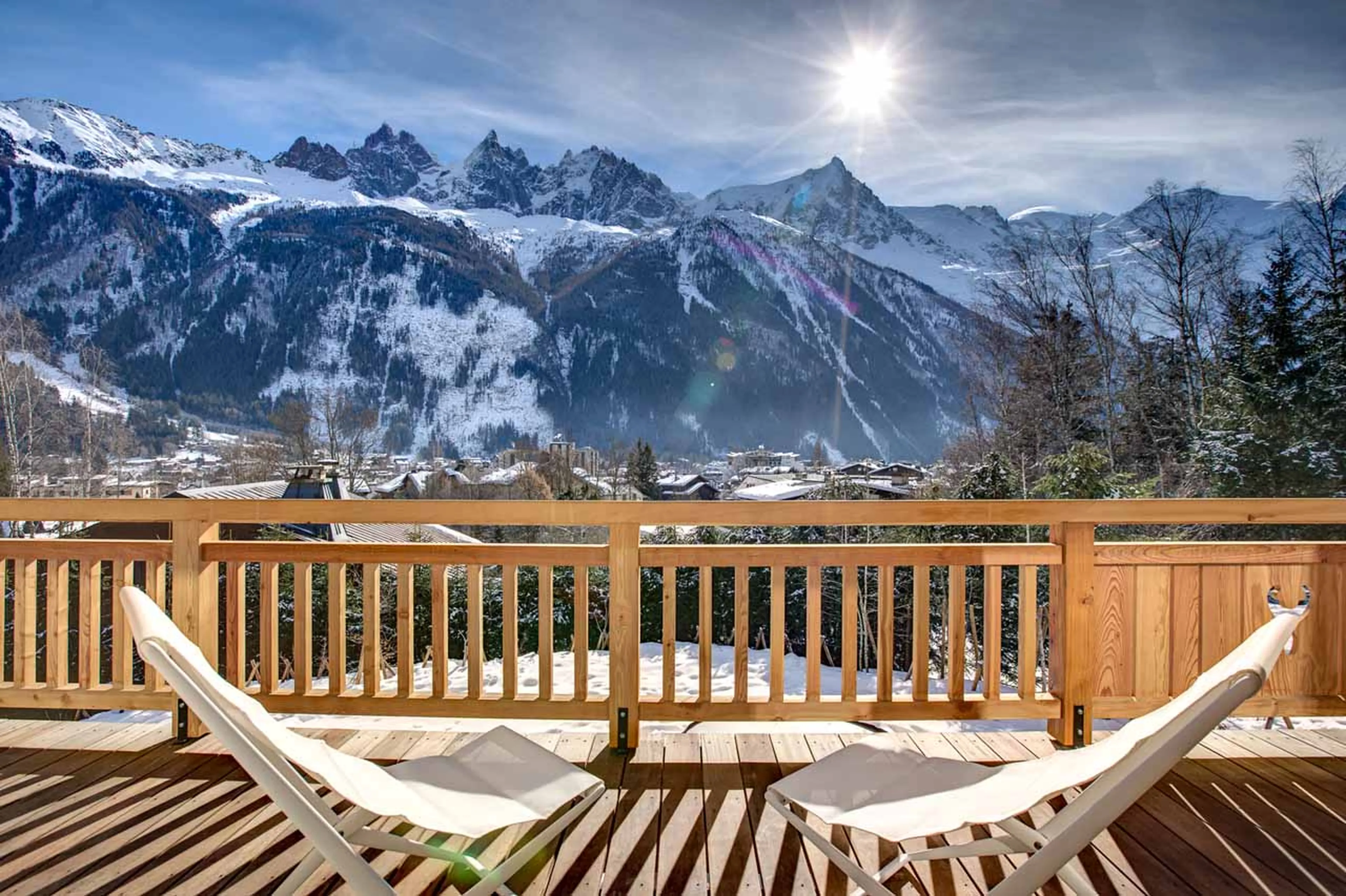 Terrace views at Chalet Saphir in Chamonix