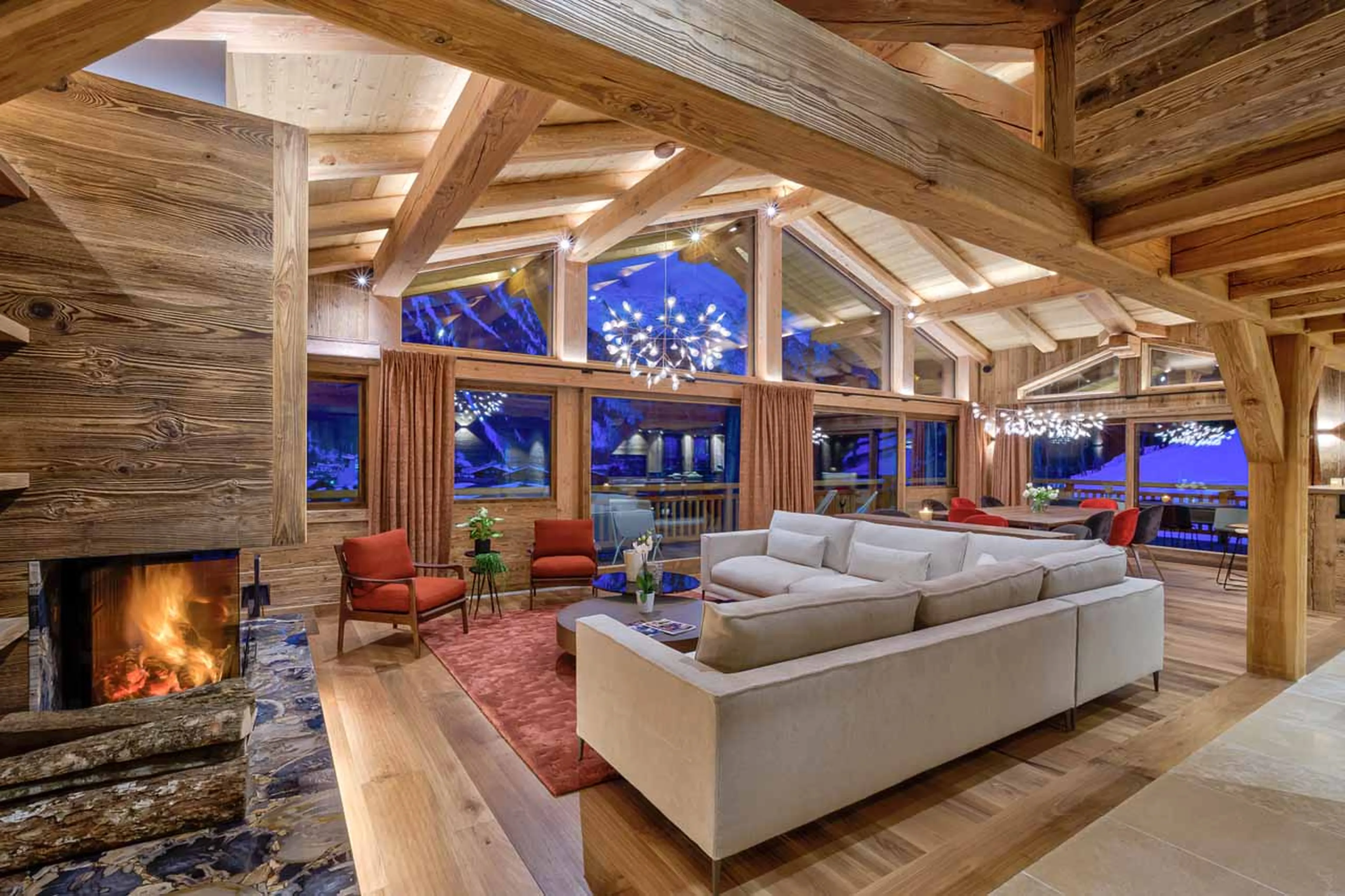 Living area at Chalet Saphir in Chamonix