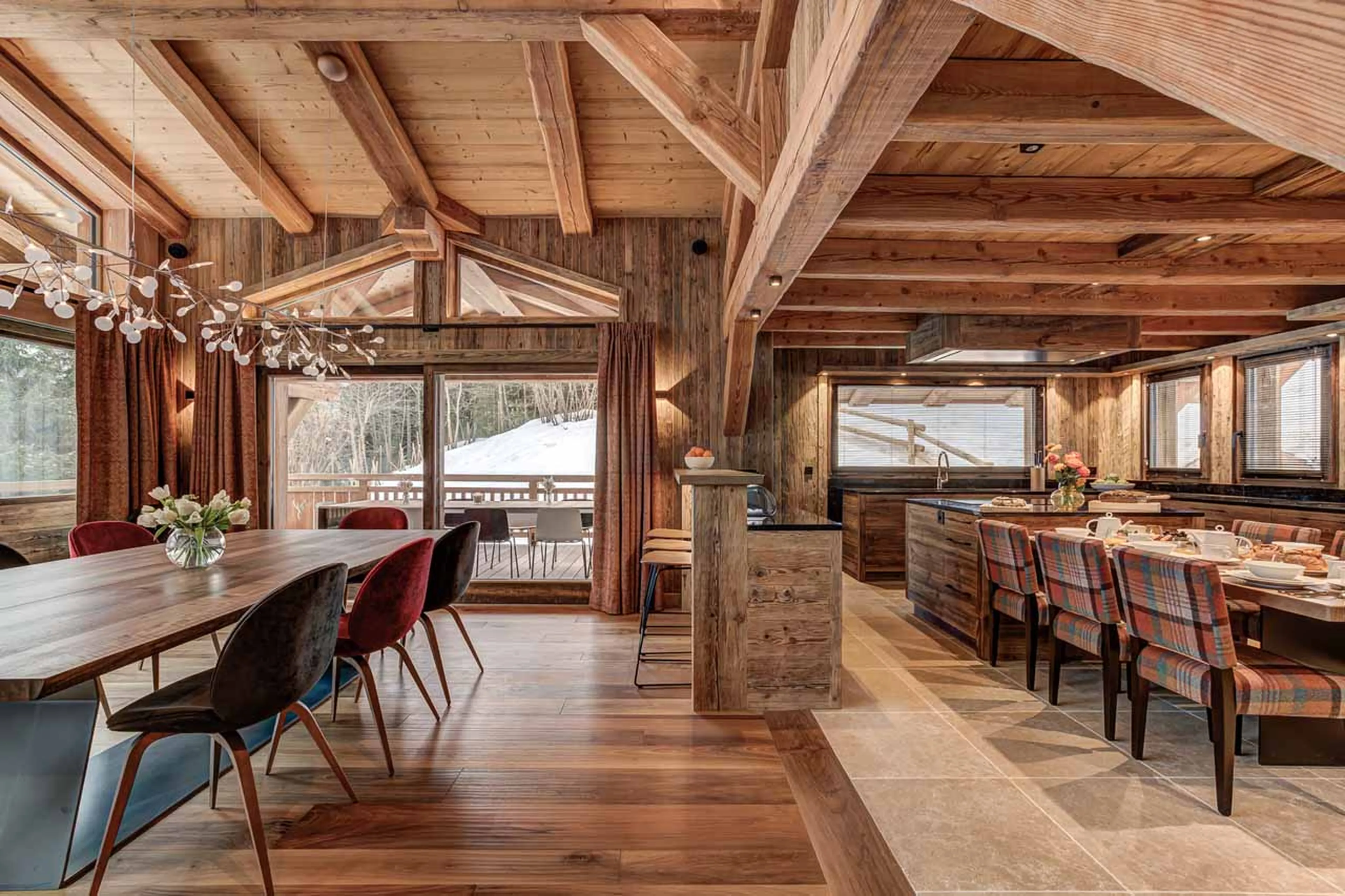 Dining area and kitchen at Chalet Saphir in Chamonix