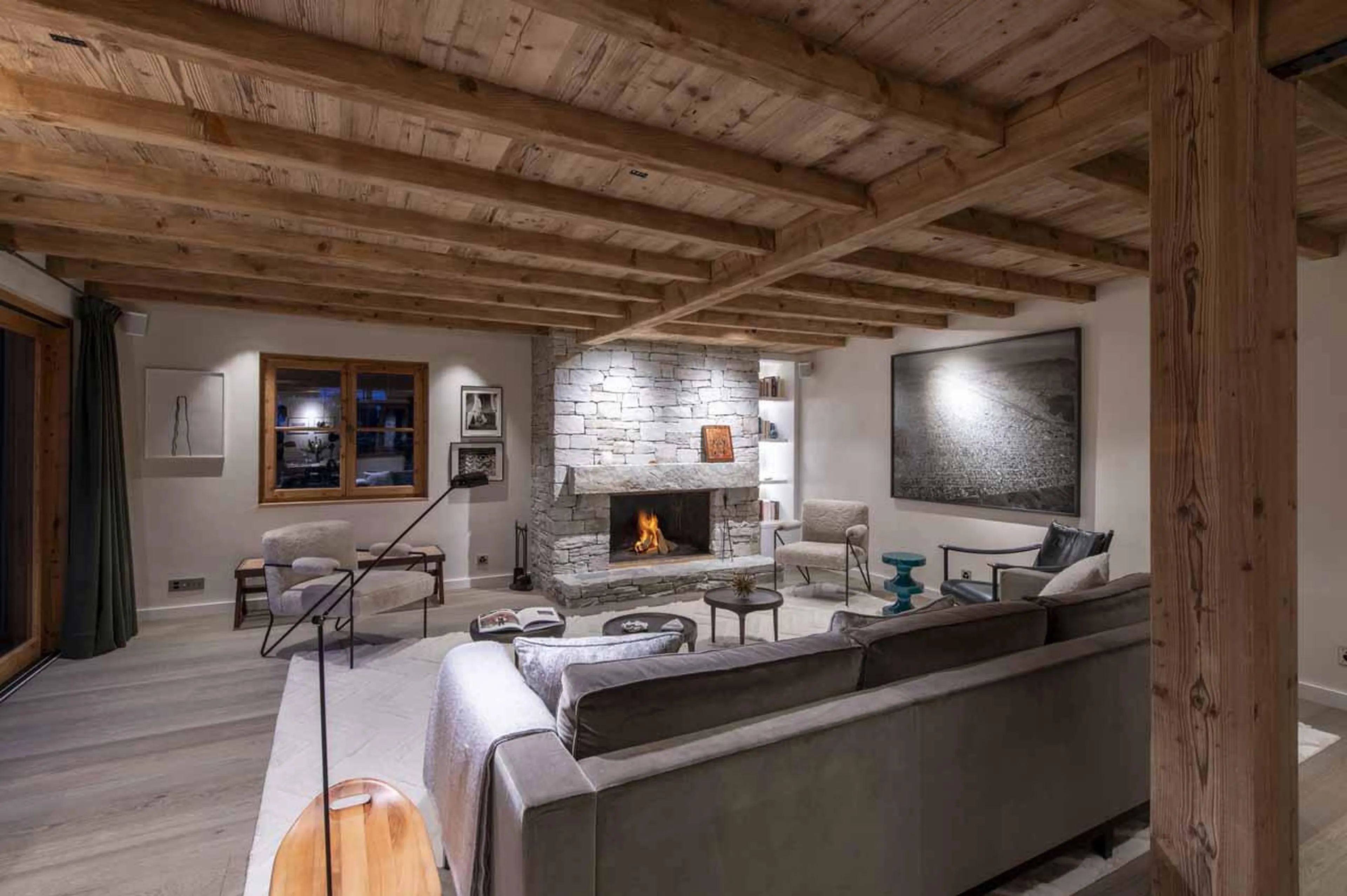Open-plan living area, Chalet Scandinavia, Verbier, Switzerland