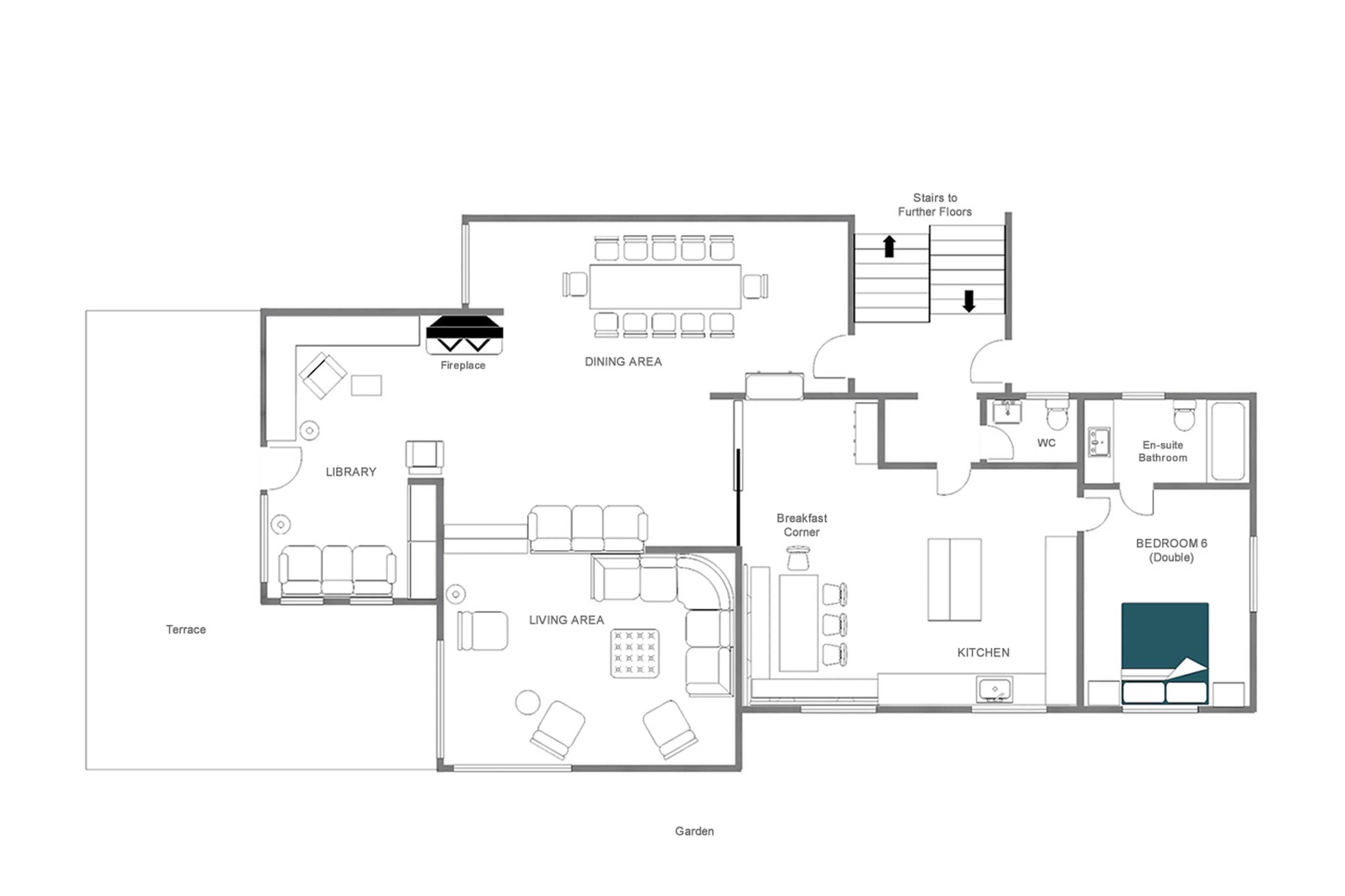 Level 0 floor plan of Chalet Maria Schnee in St Anton