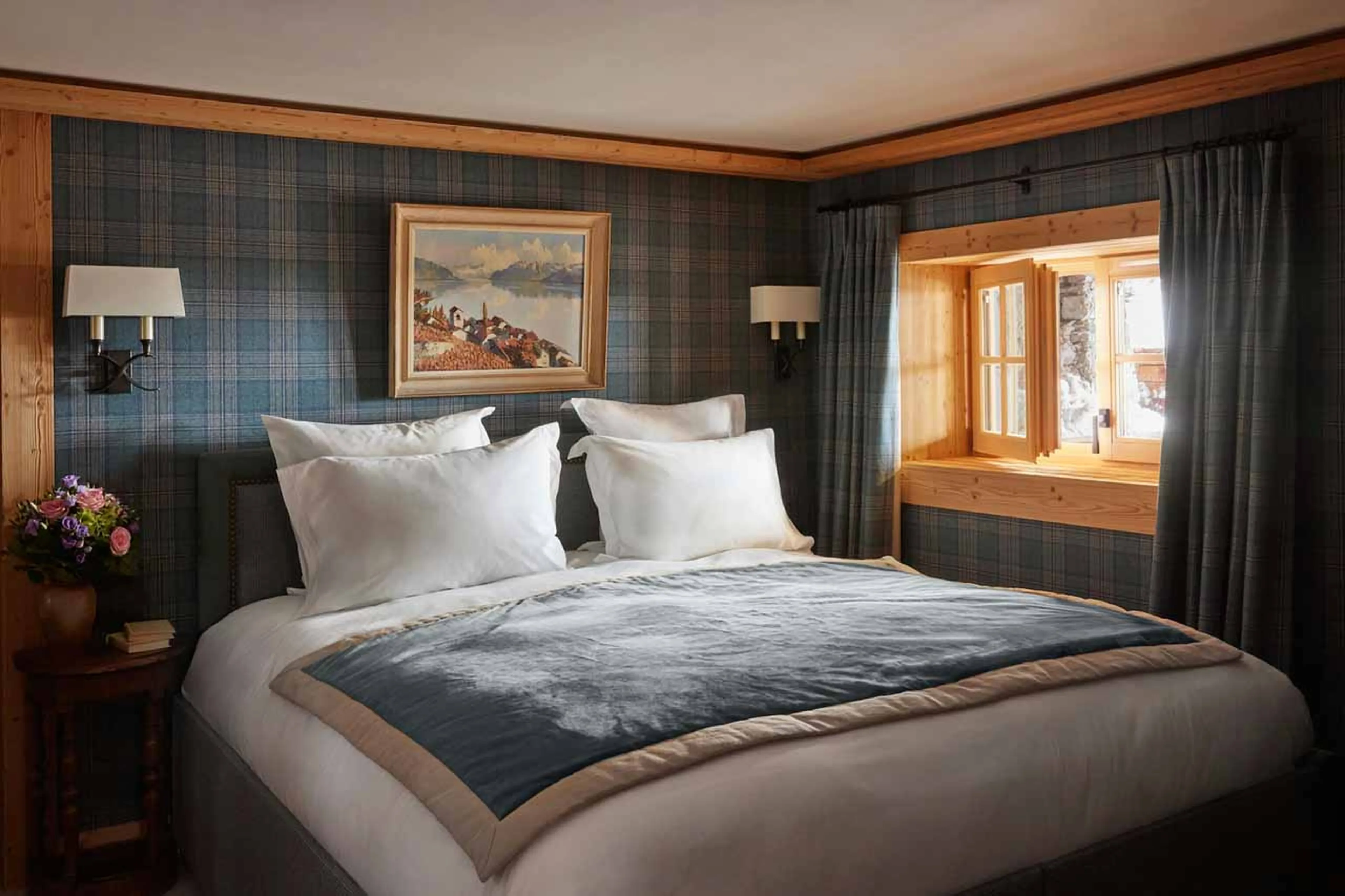 Double bedroom with window in Chalet Schuss, Val d'Isere