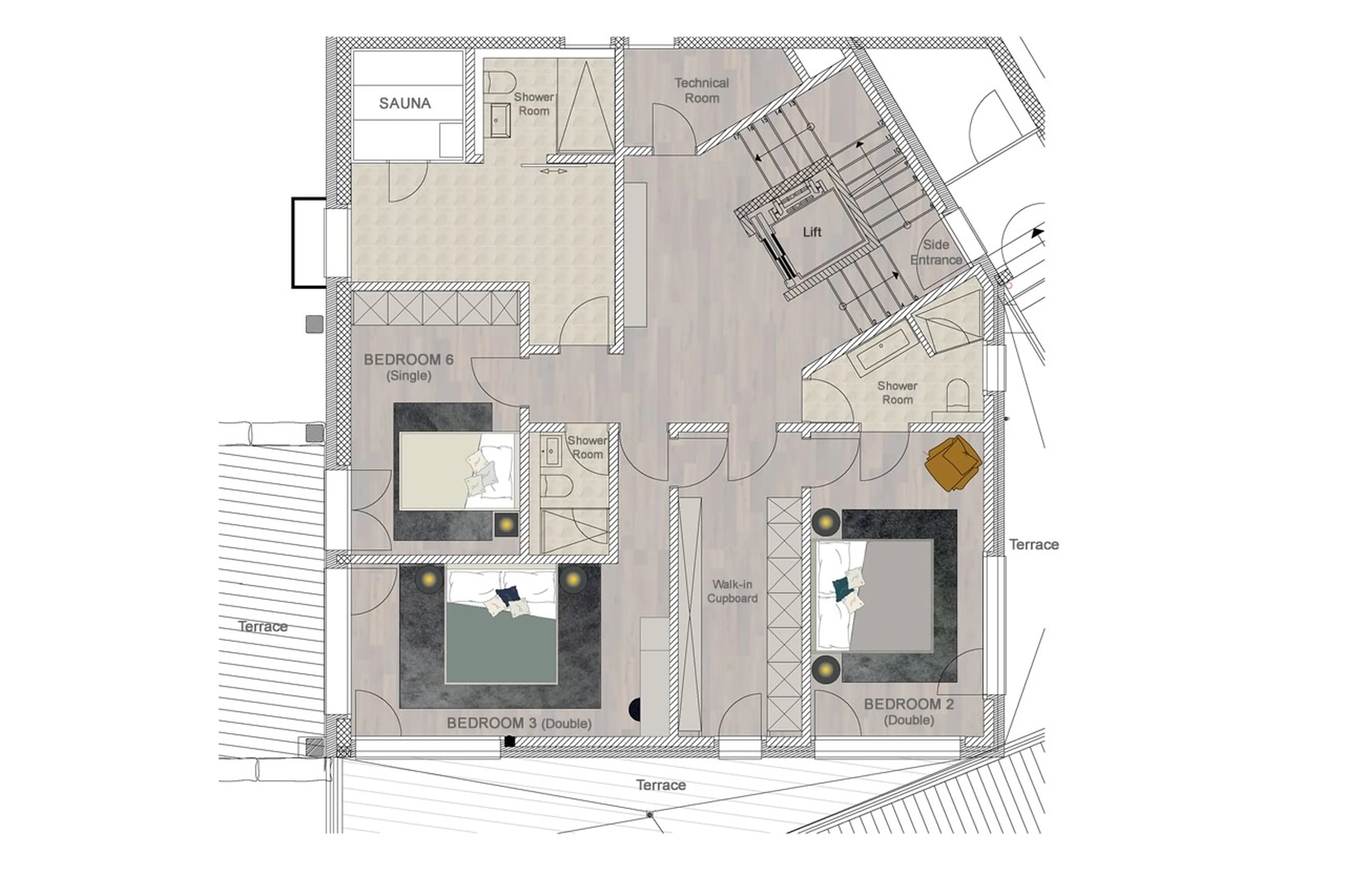 Level 1 floor plan of Chalet Seehorn in Davos
