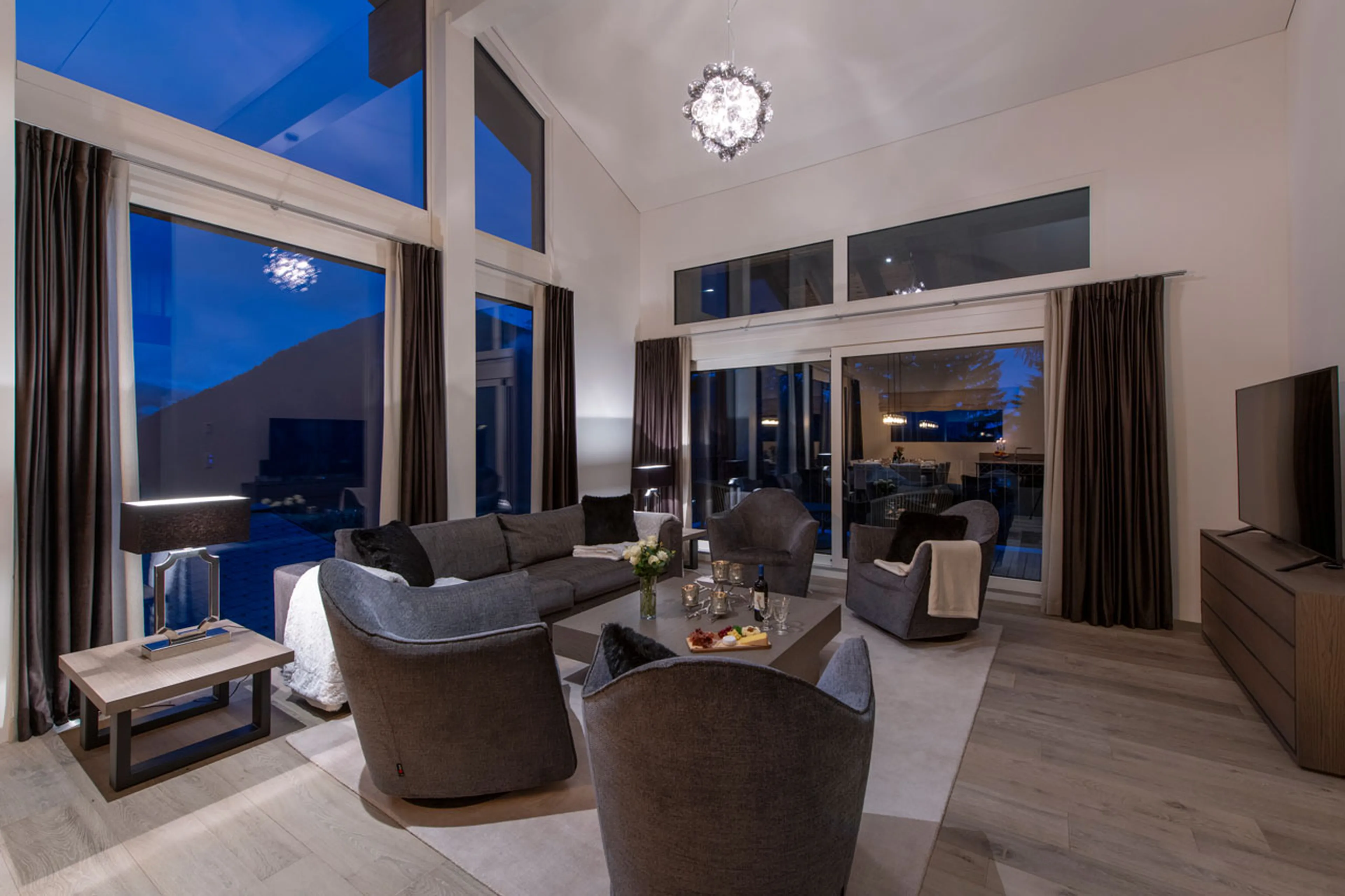 Balcony access from living area at Chalet Seehorn in Davos