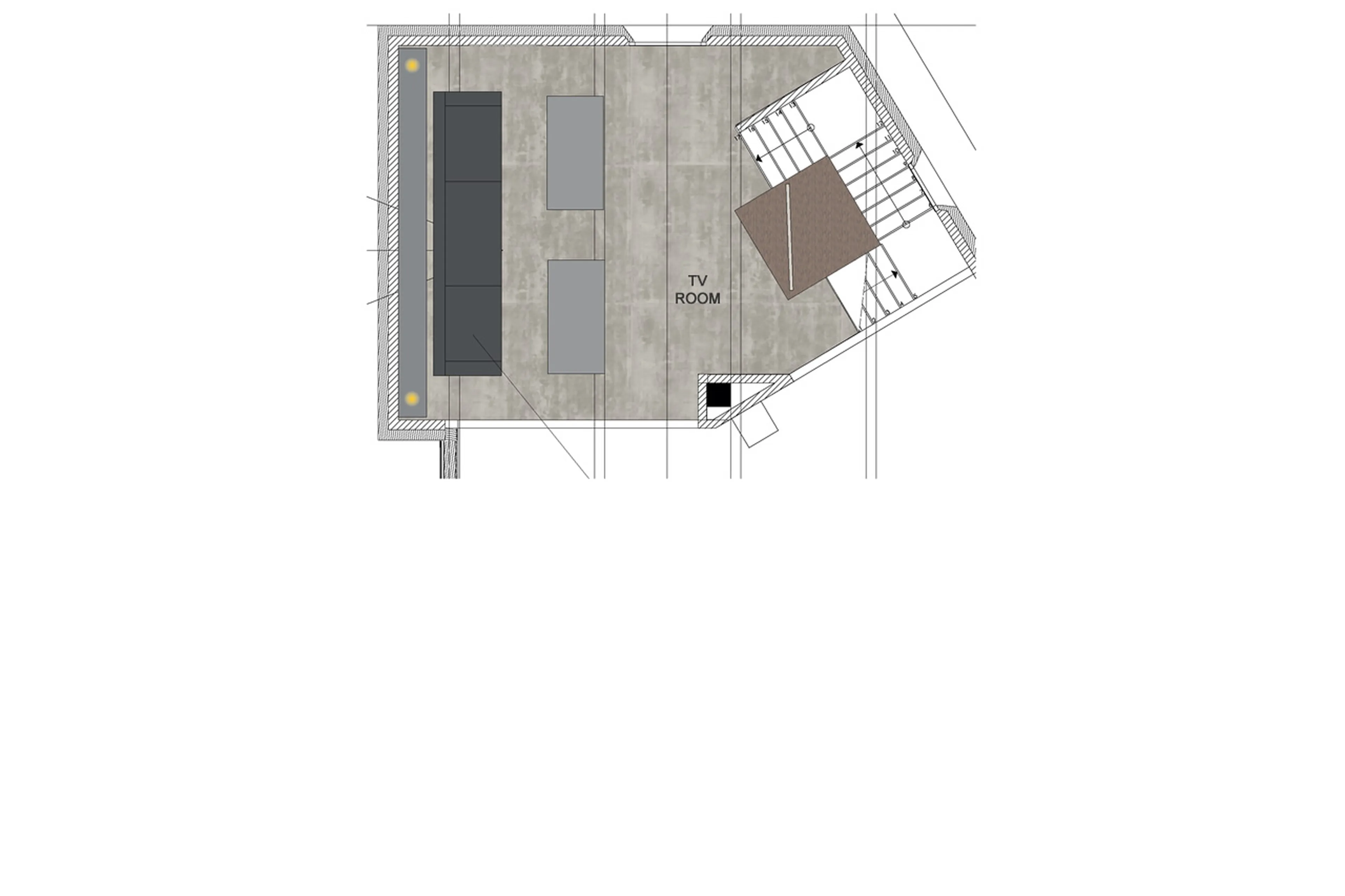 Mezzanine level floor plan of Chalet Seehorn in Davos