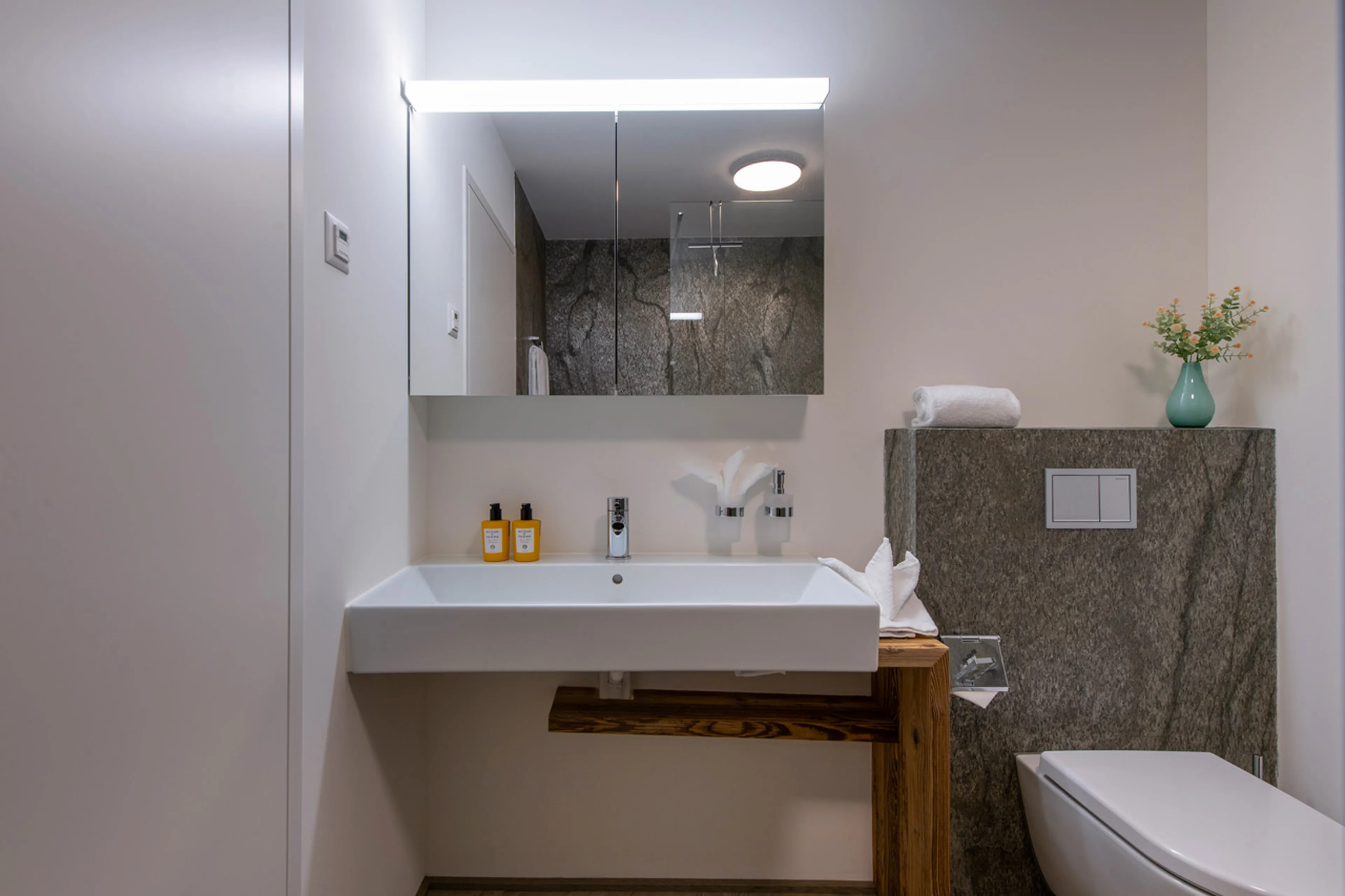 Shared shower room at Chalet Seehorn in Davos