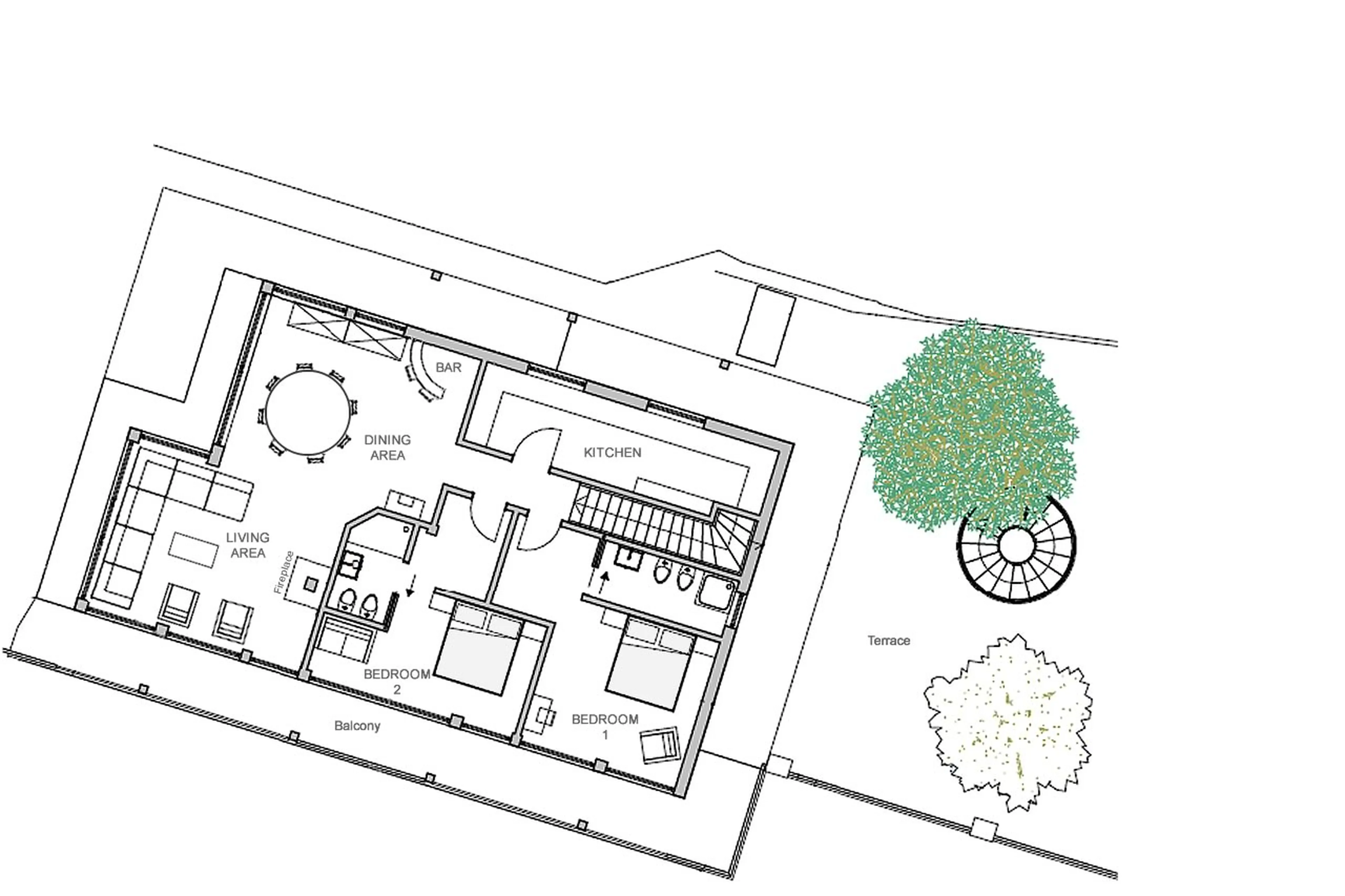 Level 1 floor plan of Chalet Sellaronda in Val Gardena