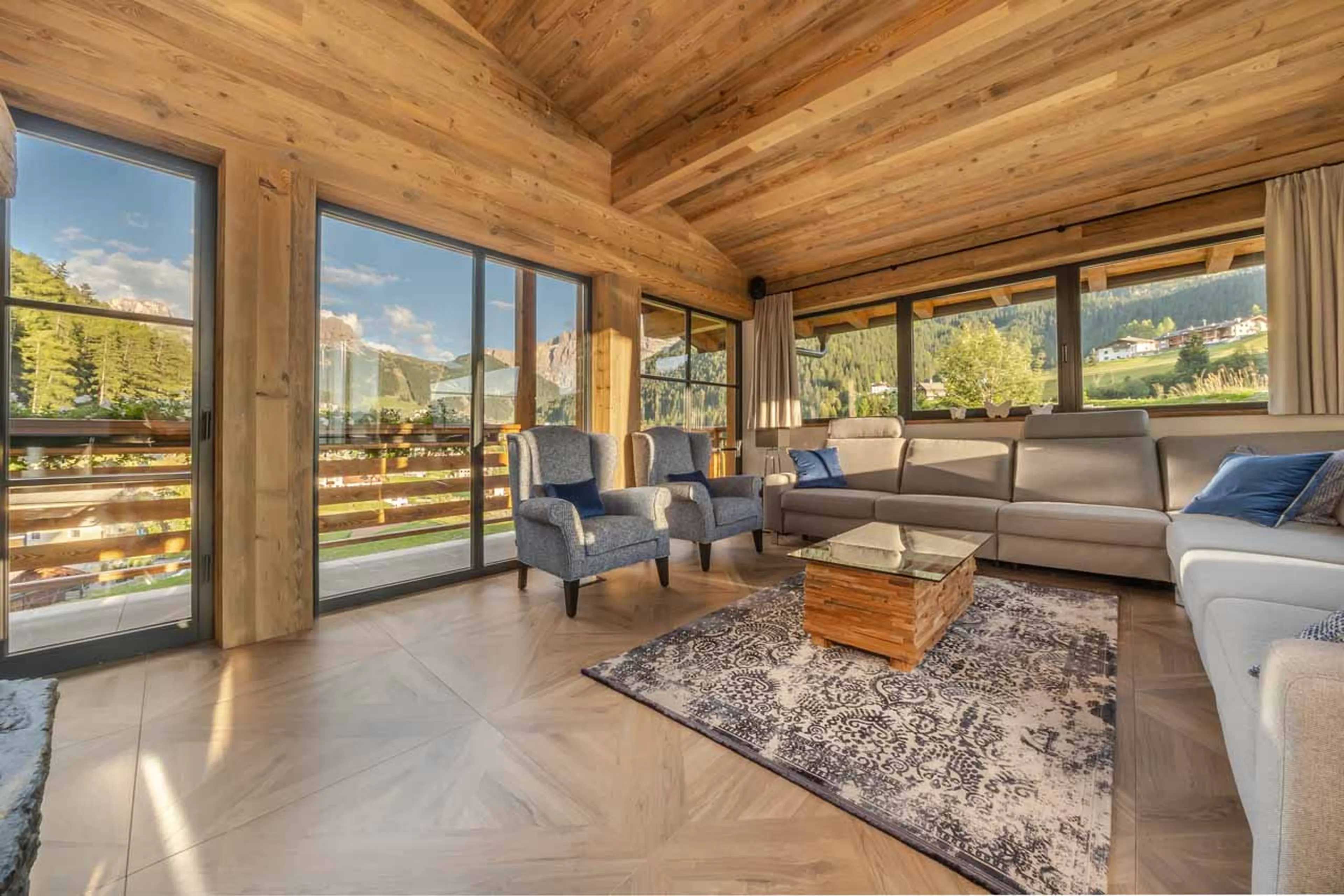Lounge and view at Chalet Sellaronda in Val Gardena
