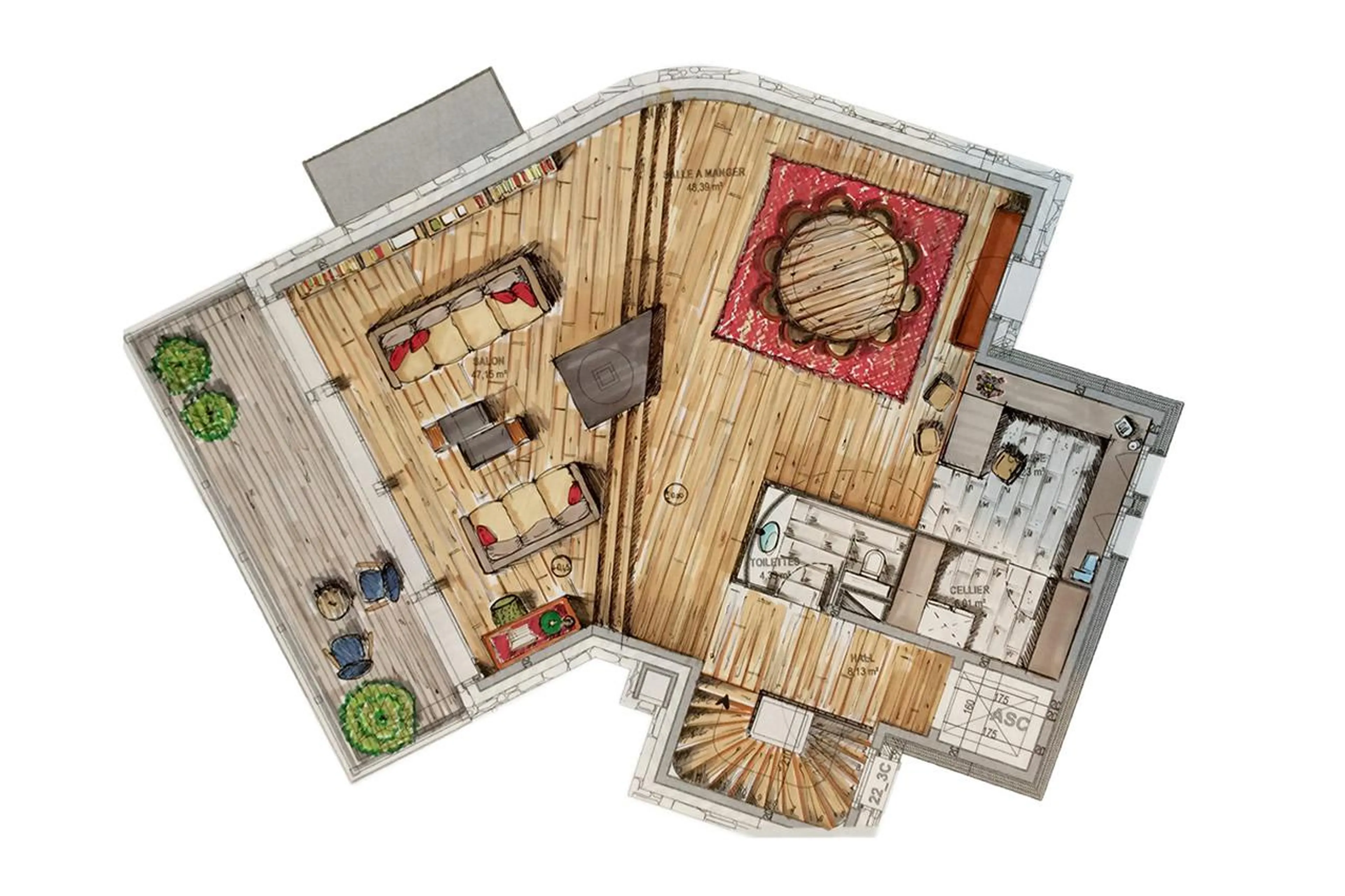 Level 2 floor plan of Chalet Sequoia in Val d’ Isere