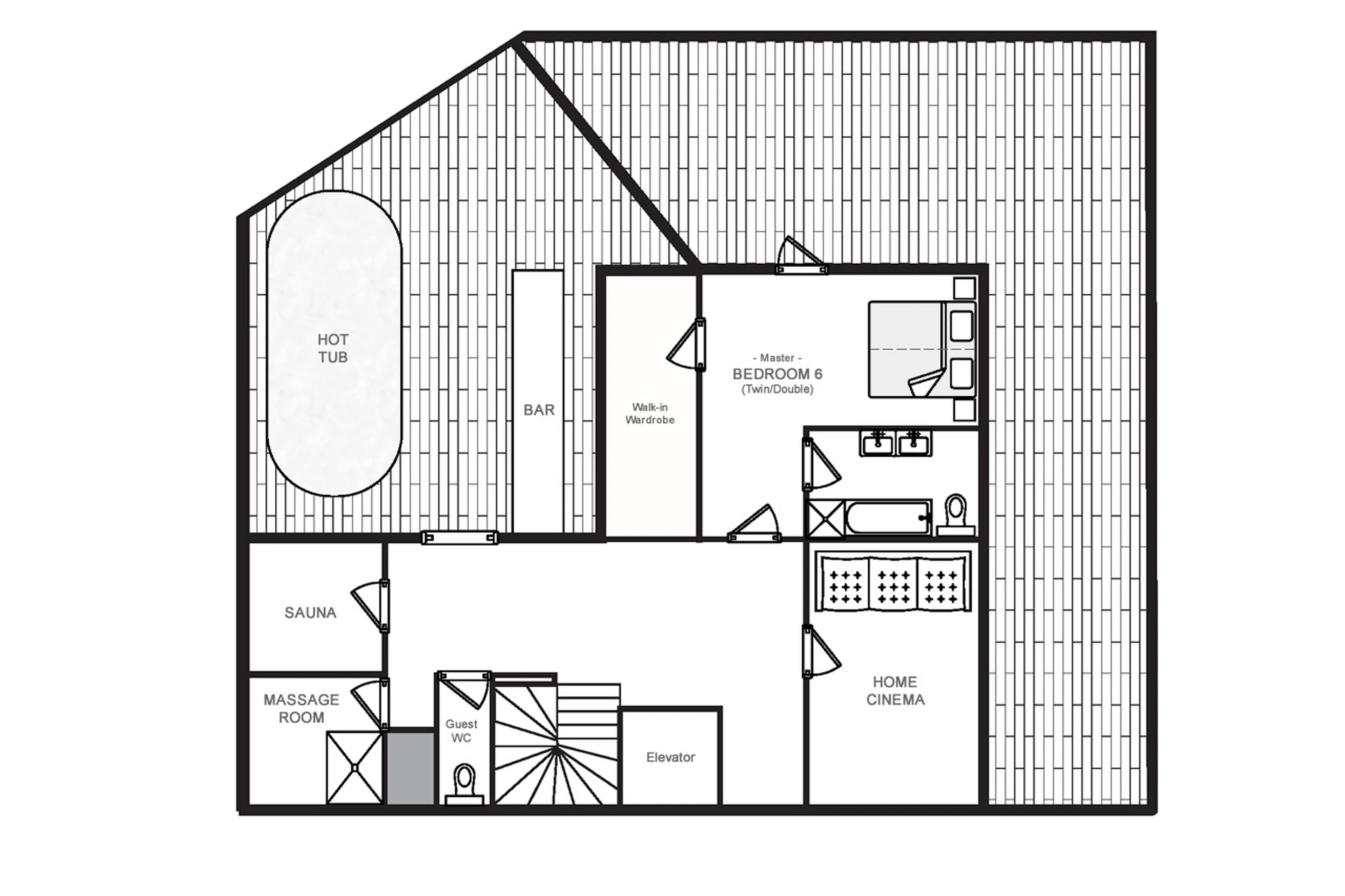 Level 0 floor plan of Chalet Serendipity in Meribel