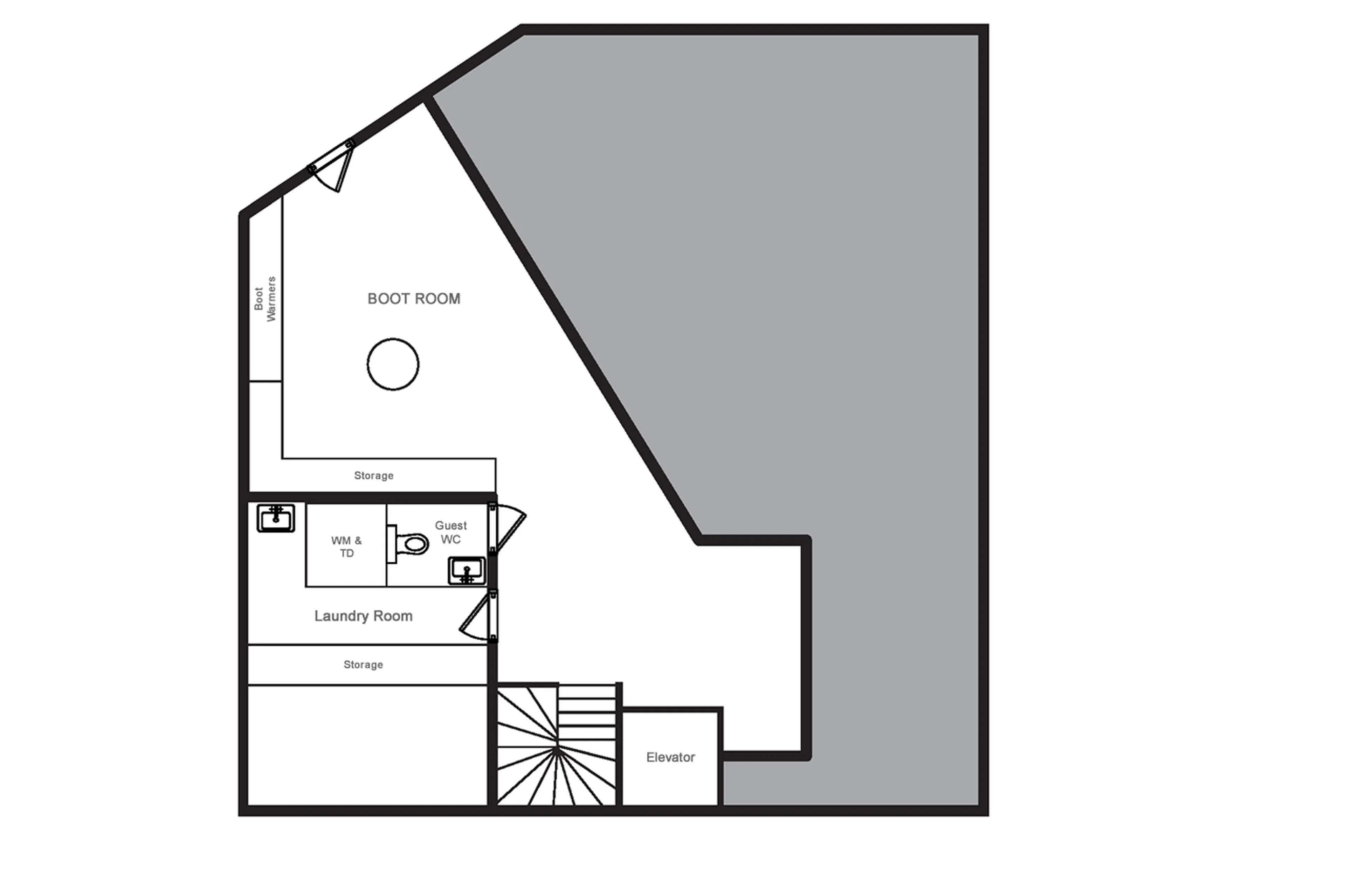 Level -1 floor plan of Chalet Serendipity in Meribel