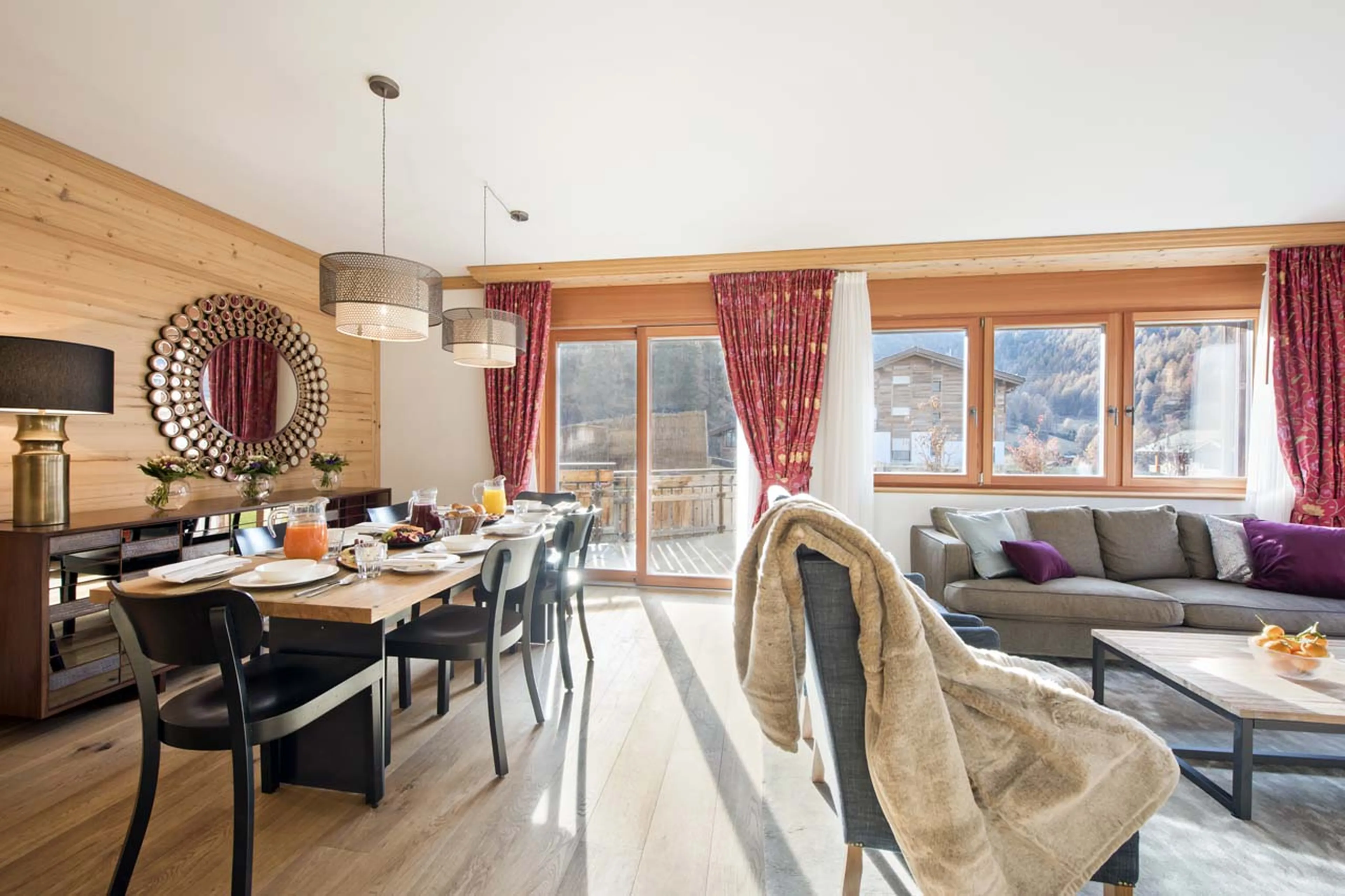 Terrace access from ground floor living area of Chalet Shalimar in Zermatt