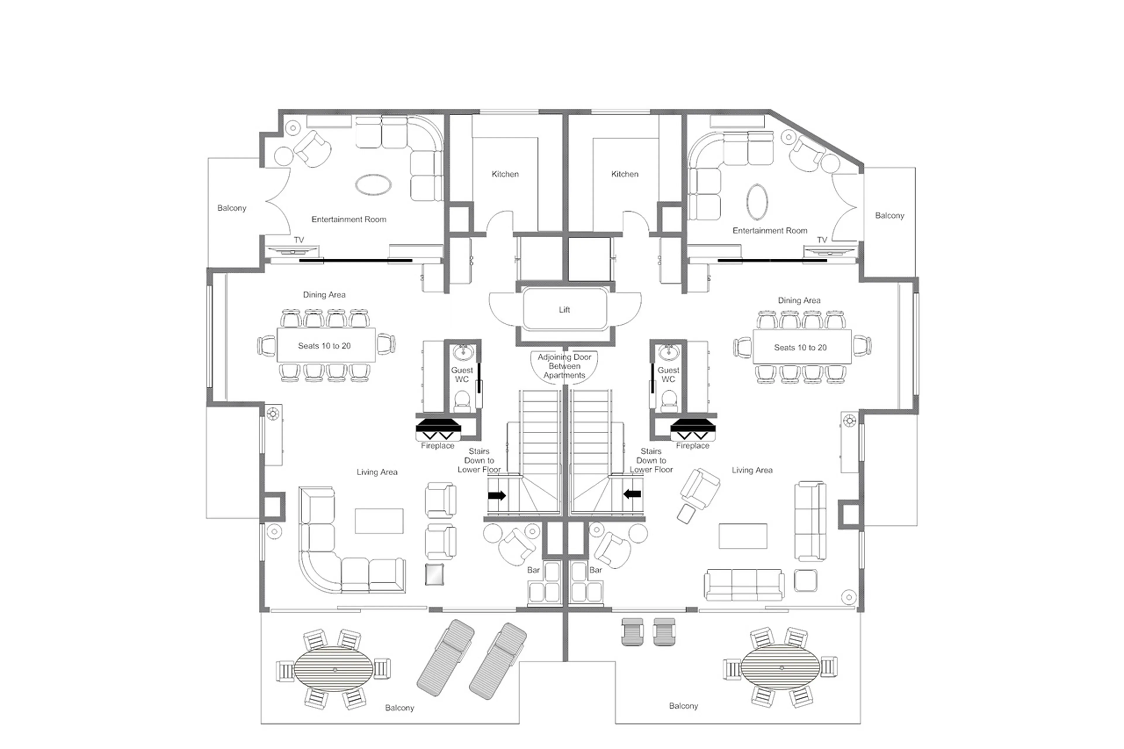 Level 2 floor plan of  Chalet Shalimar in Zermatt