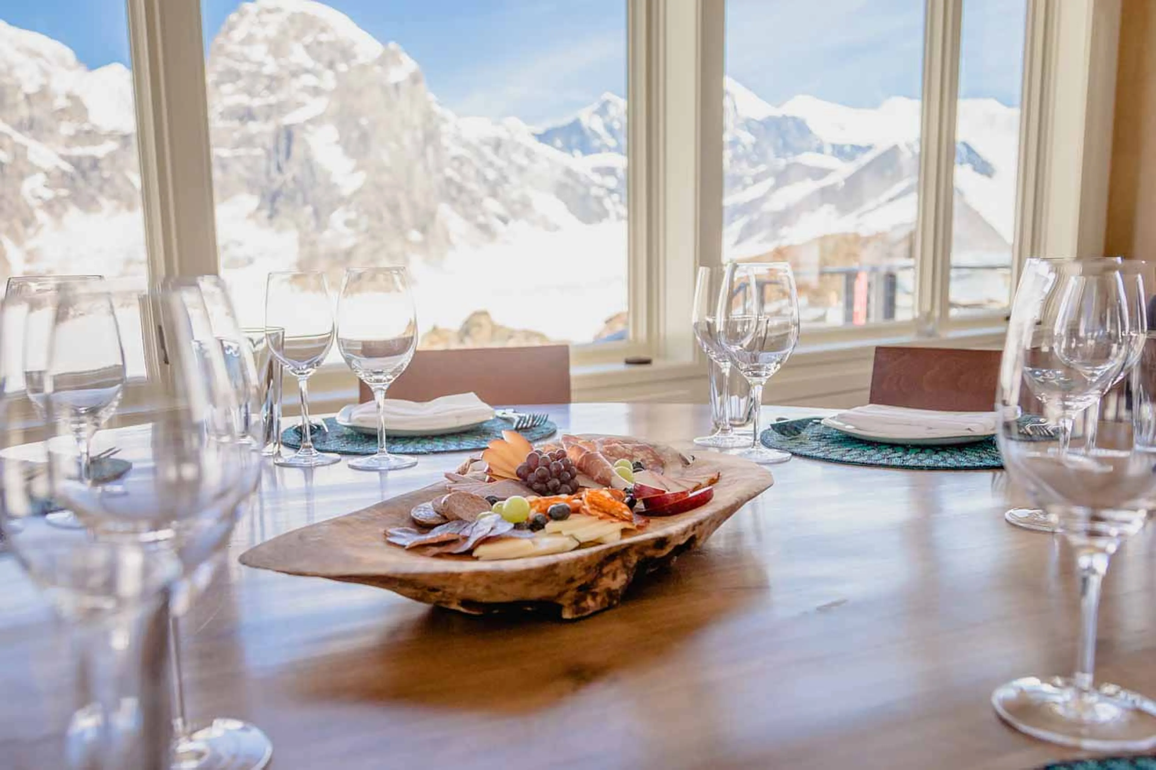Views from dining table of Sheldon Chalet in Alaska