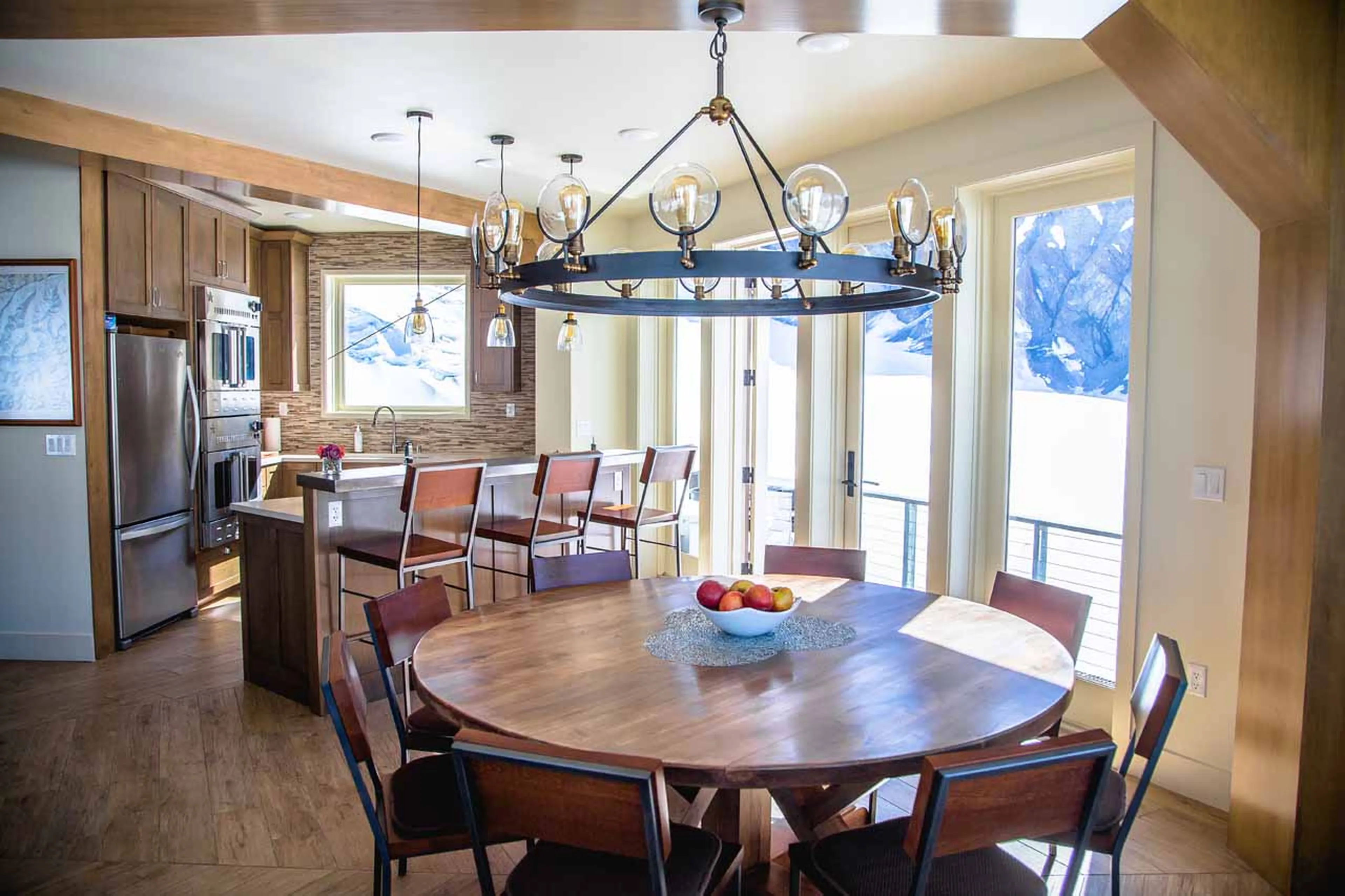 Dining table at Sheldon Chalet in Alaska
