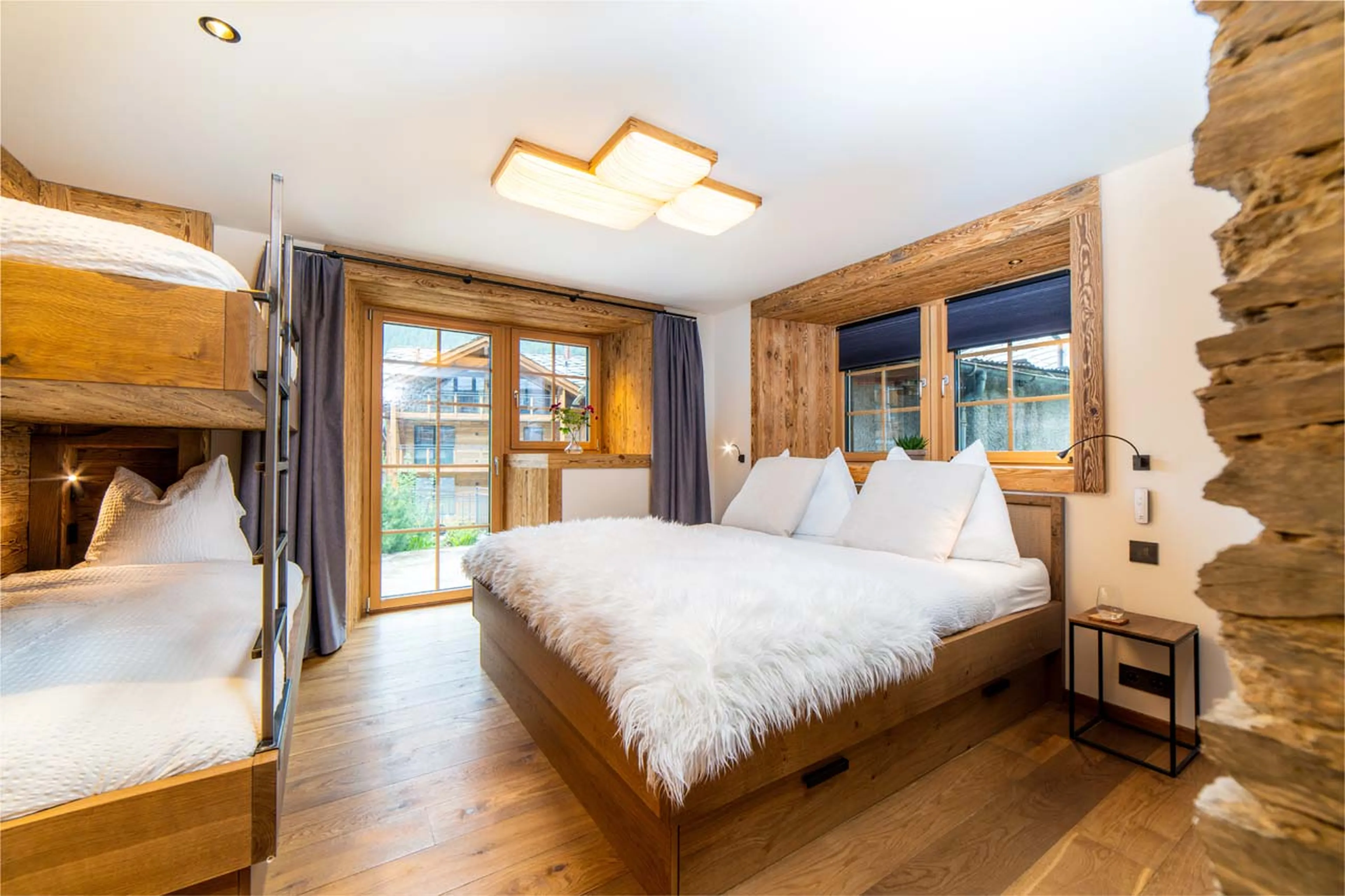 Bedroom one at Chalet Simon in Saas Fee