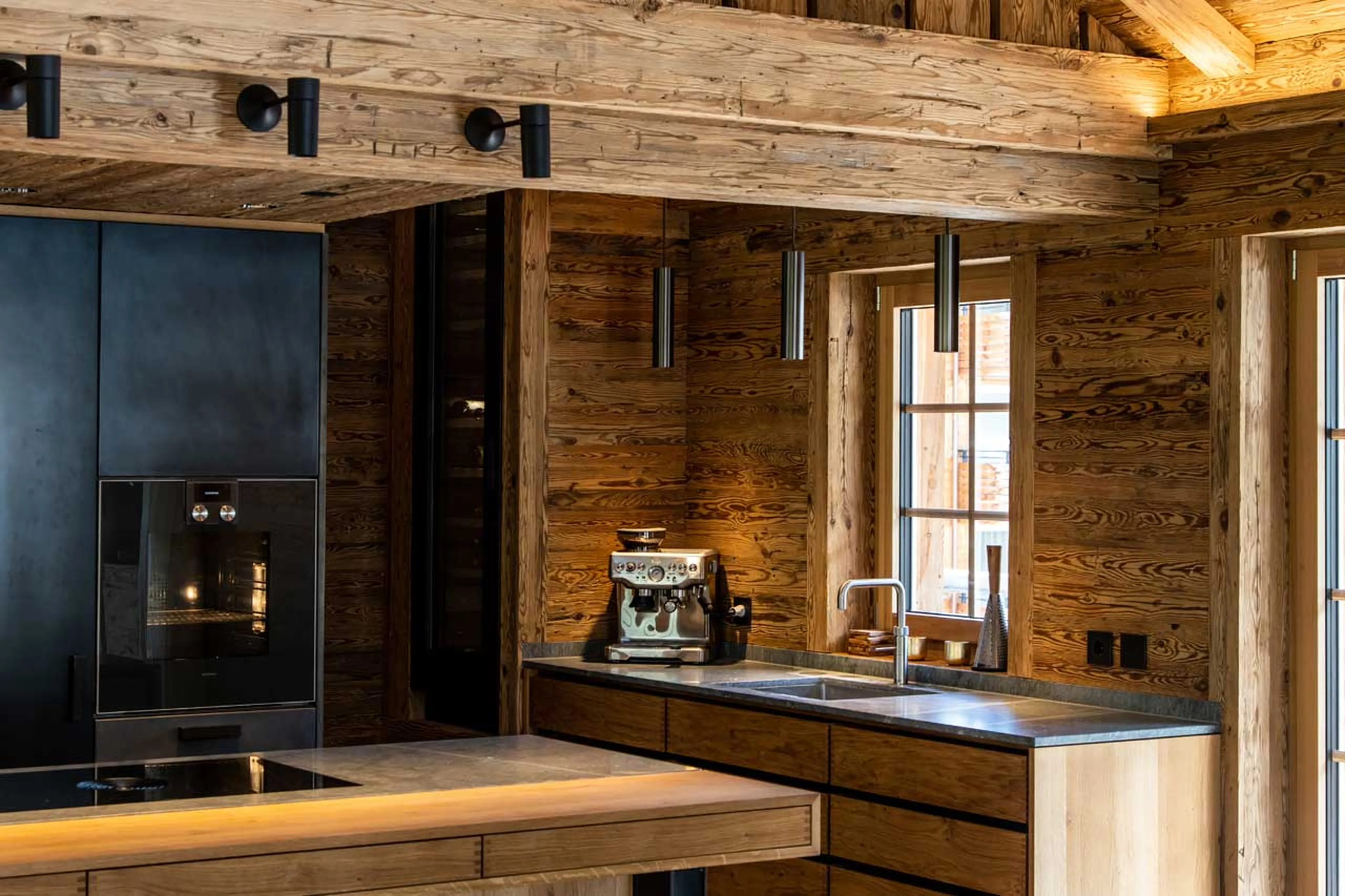 Coffee machine in kitchen of Chalet Simon in Saas Fee