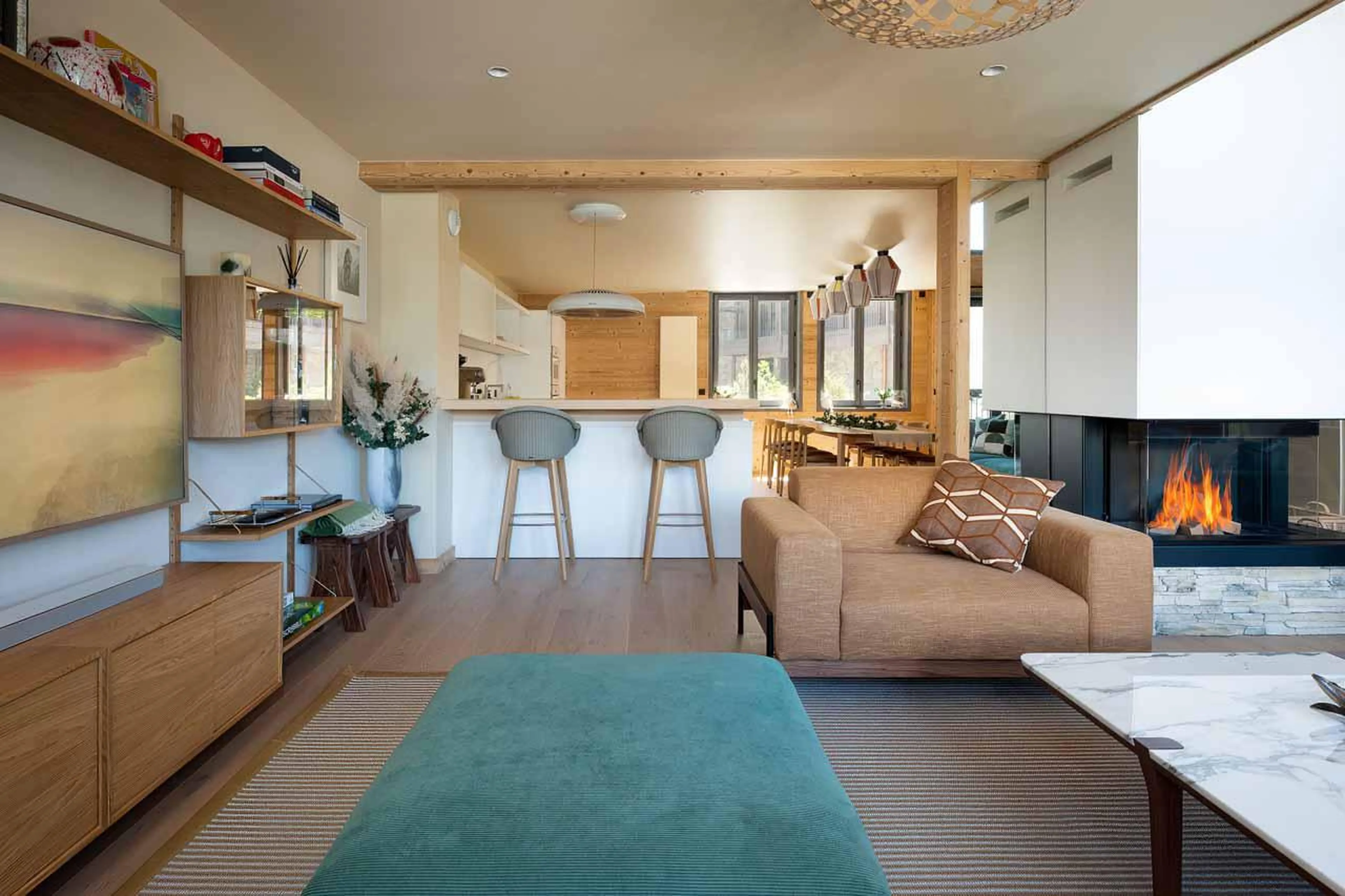 Fireplace at Chalet Sira in Courchevel 1550