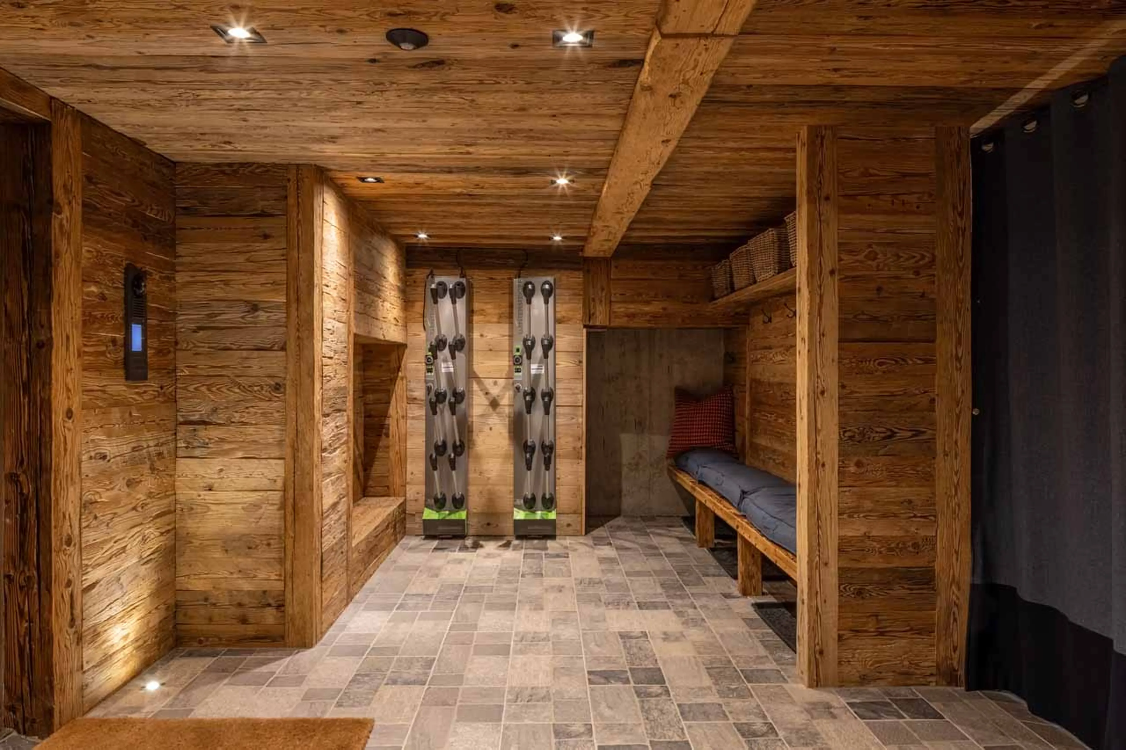 Ski room at Chalet Sirocco in Verbier