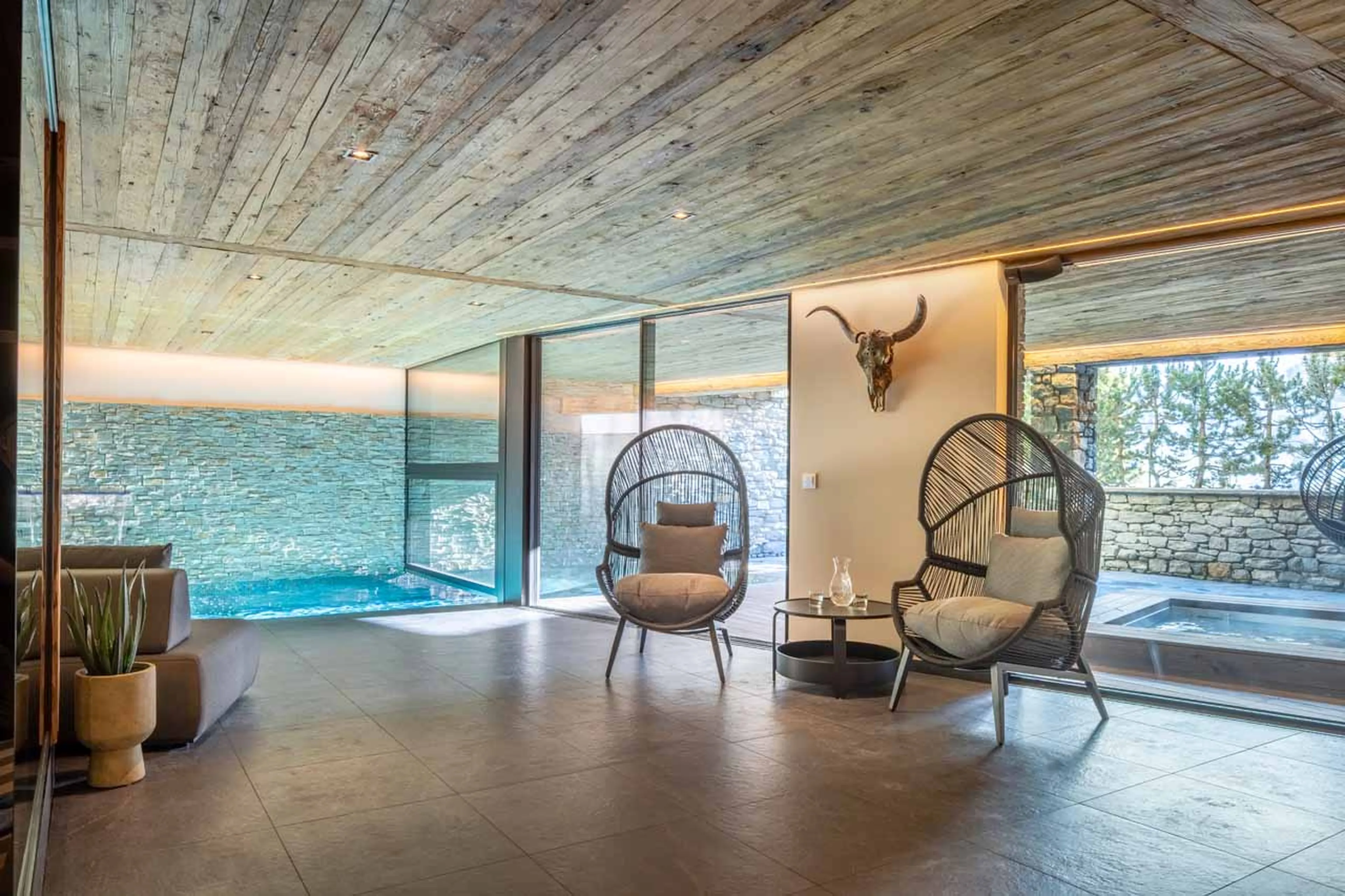 Spa entrance at Alpine Estate in Verbier