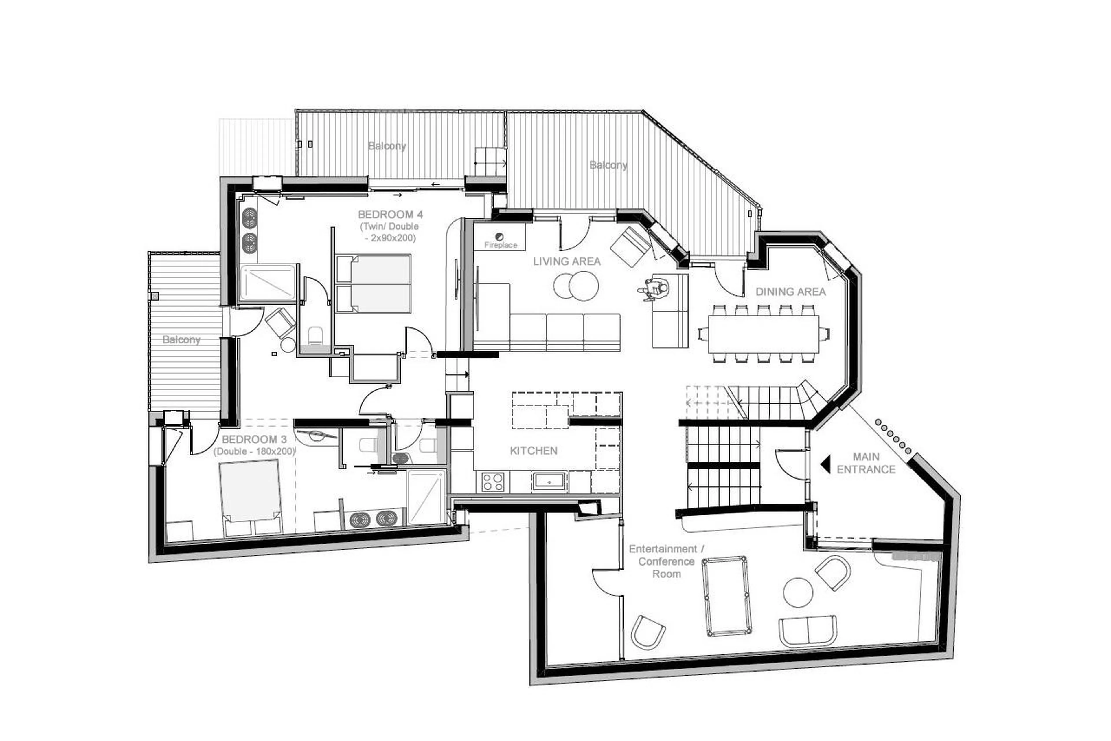 Level 1 floor plan of Chalet SNEG in Tignes