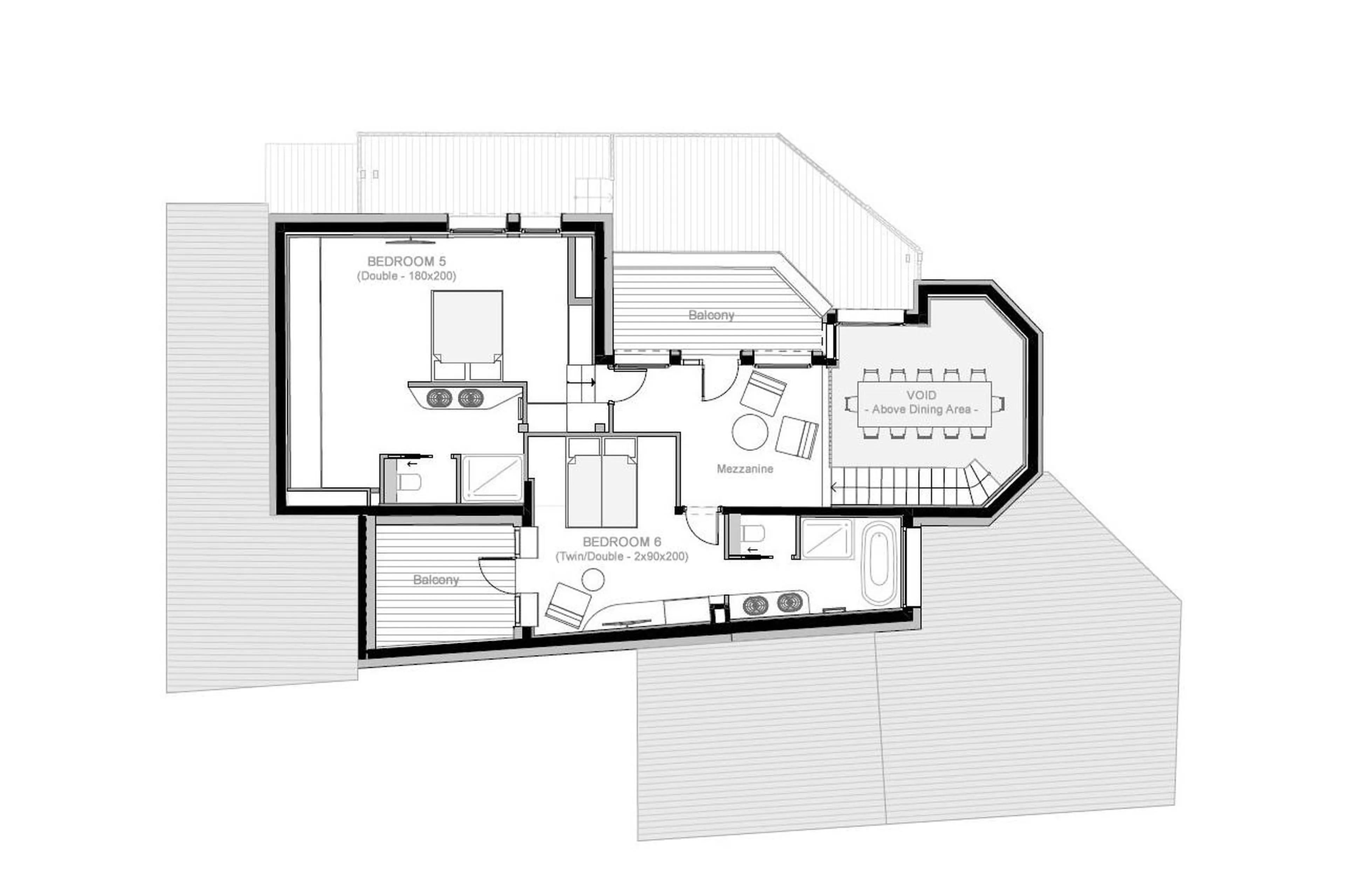 Level 2 floor plan of Chalet SNEG in Tignes
