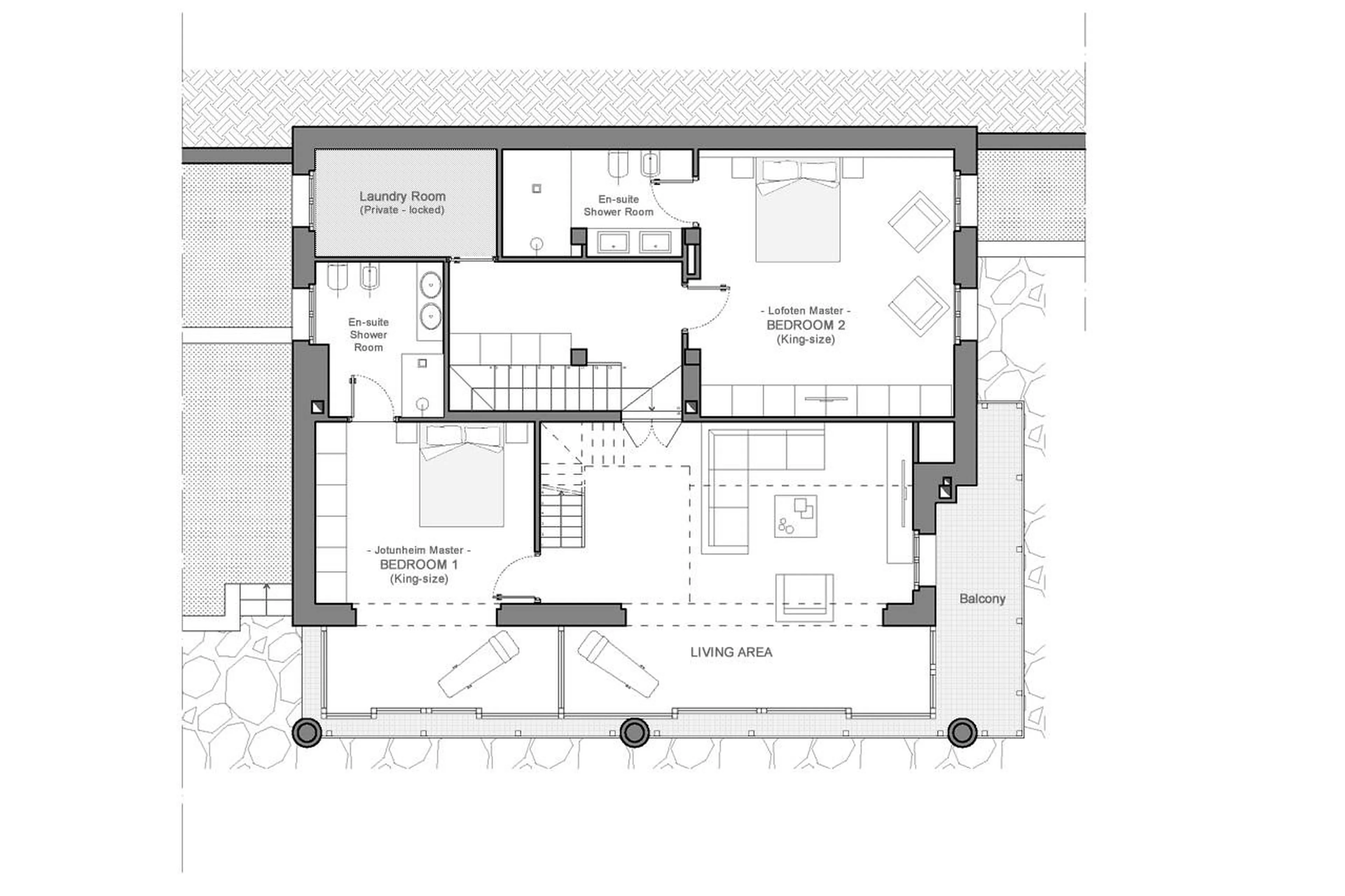 Level 1 floor plan of Chalet Snostorm in Valtournenche