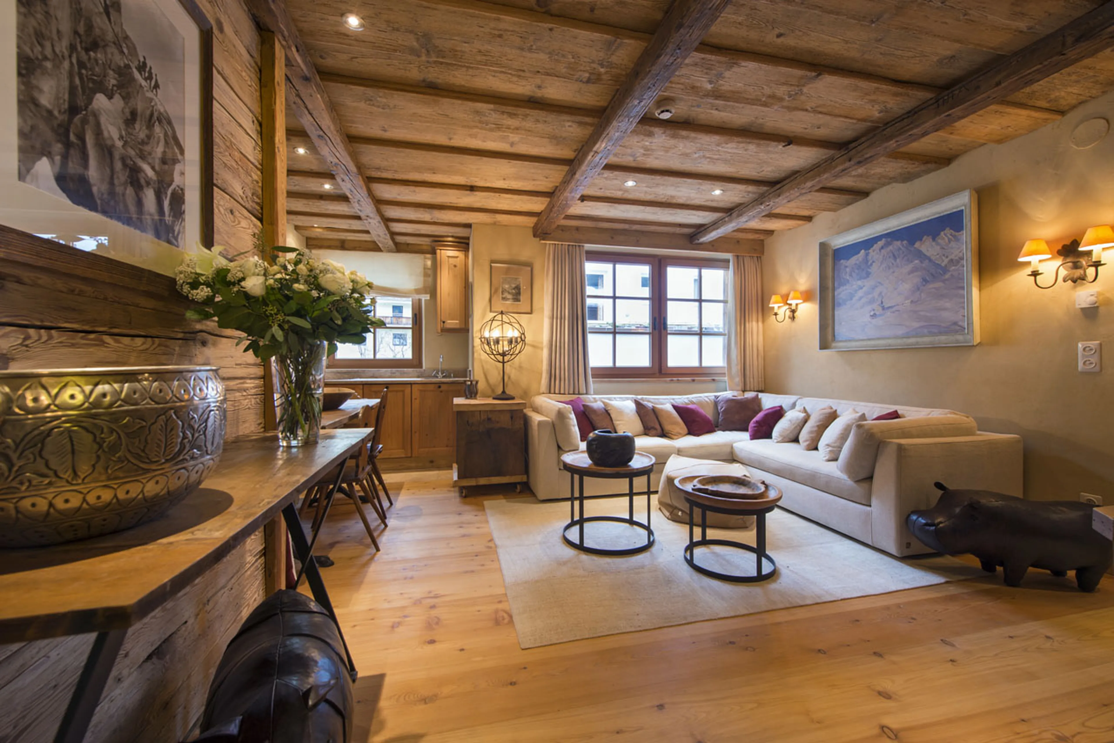 L shaped sofa in TV room of Chalet Soline in St Anton