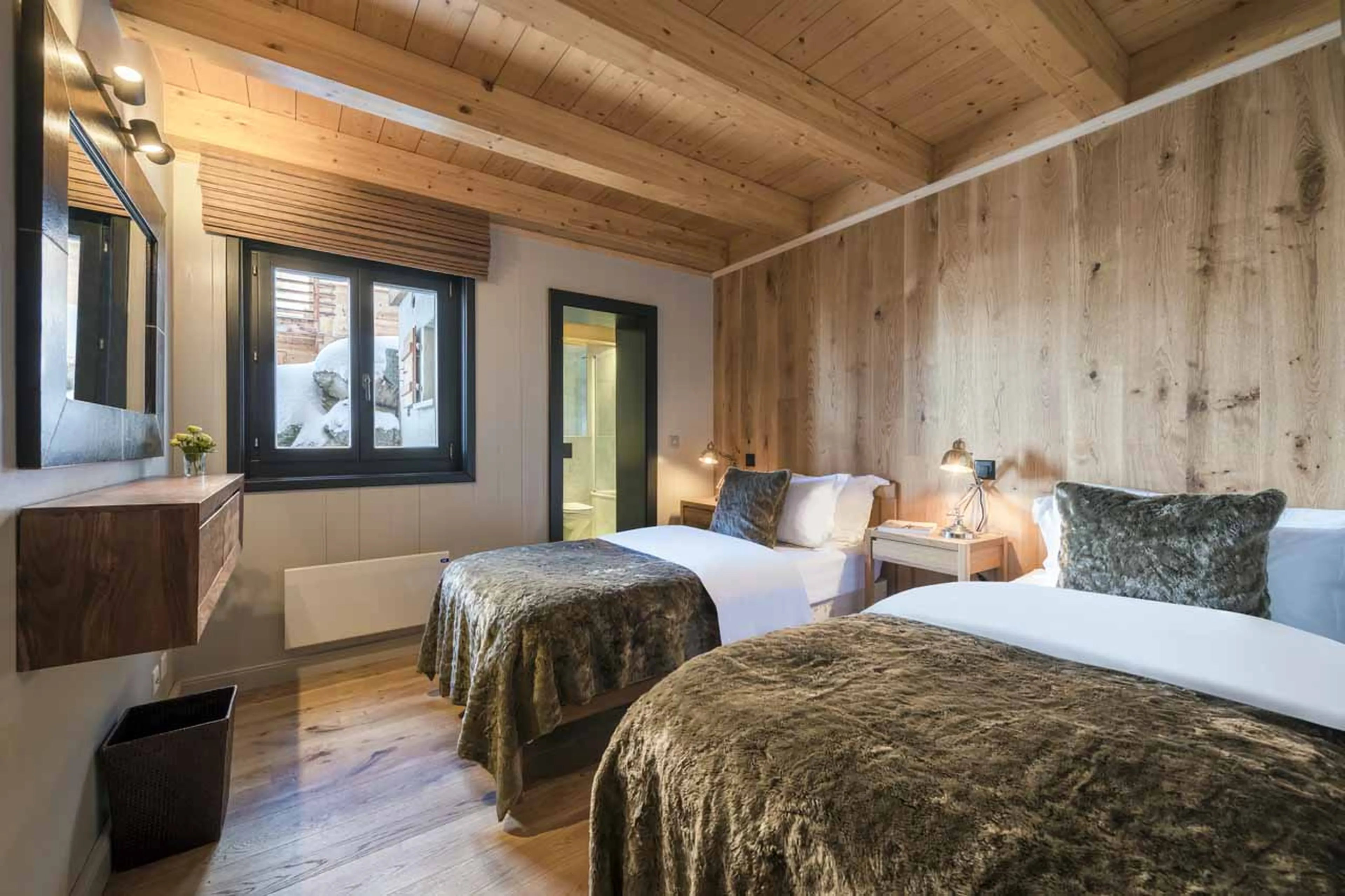 Bedroom three at Chalet Sorojasa in Verbier