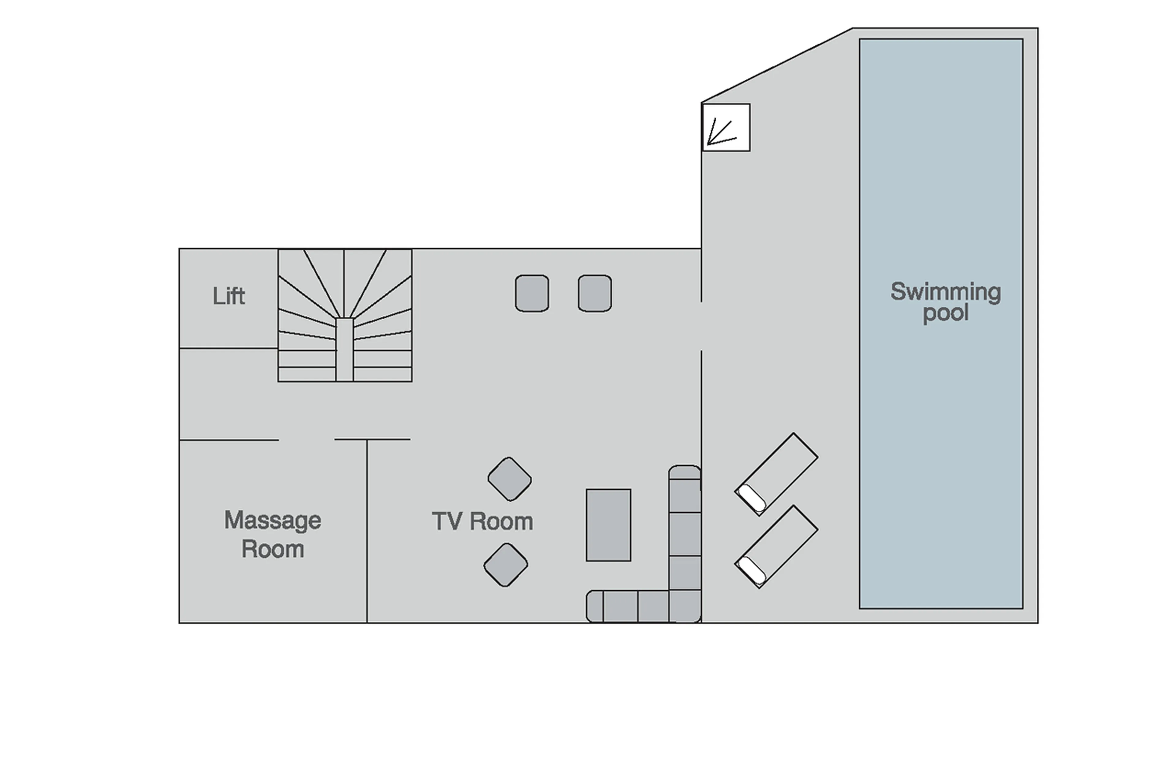 Level -1 floor plan of Chalet Sorojasa in Verbier