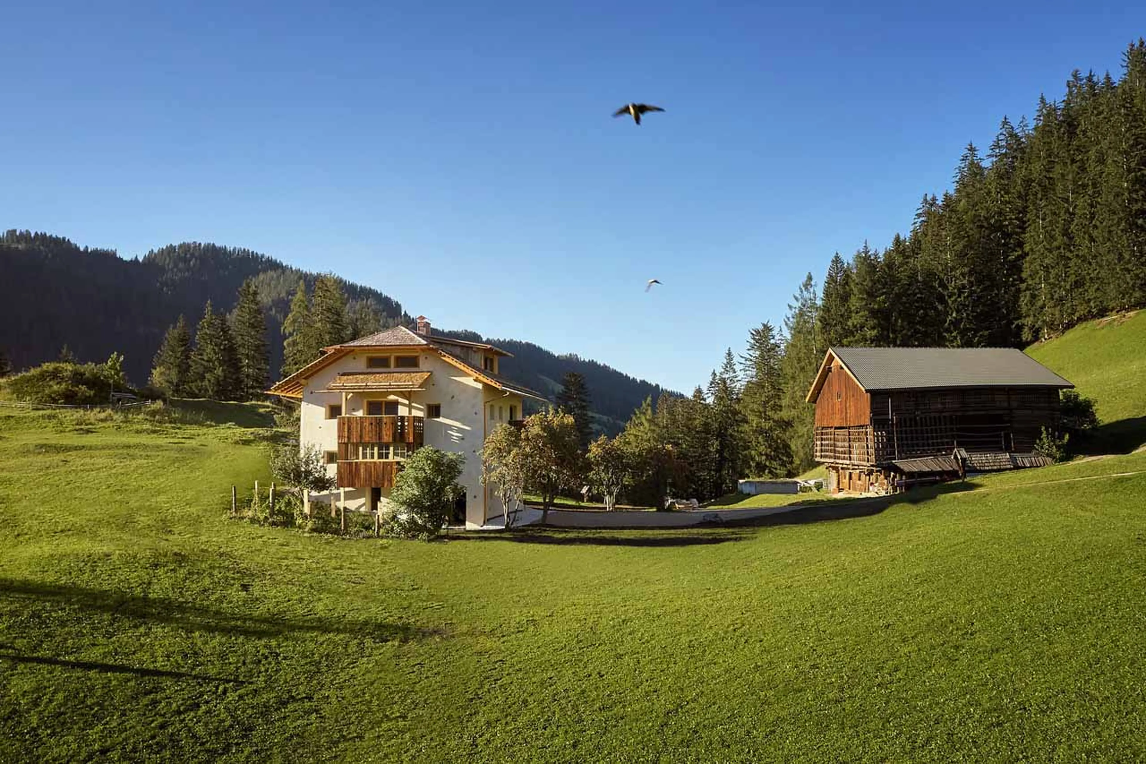 Exterior of Chalet Sotciastel in Alta Badia in summer