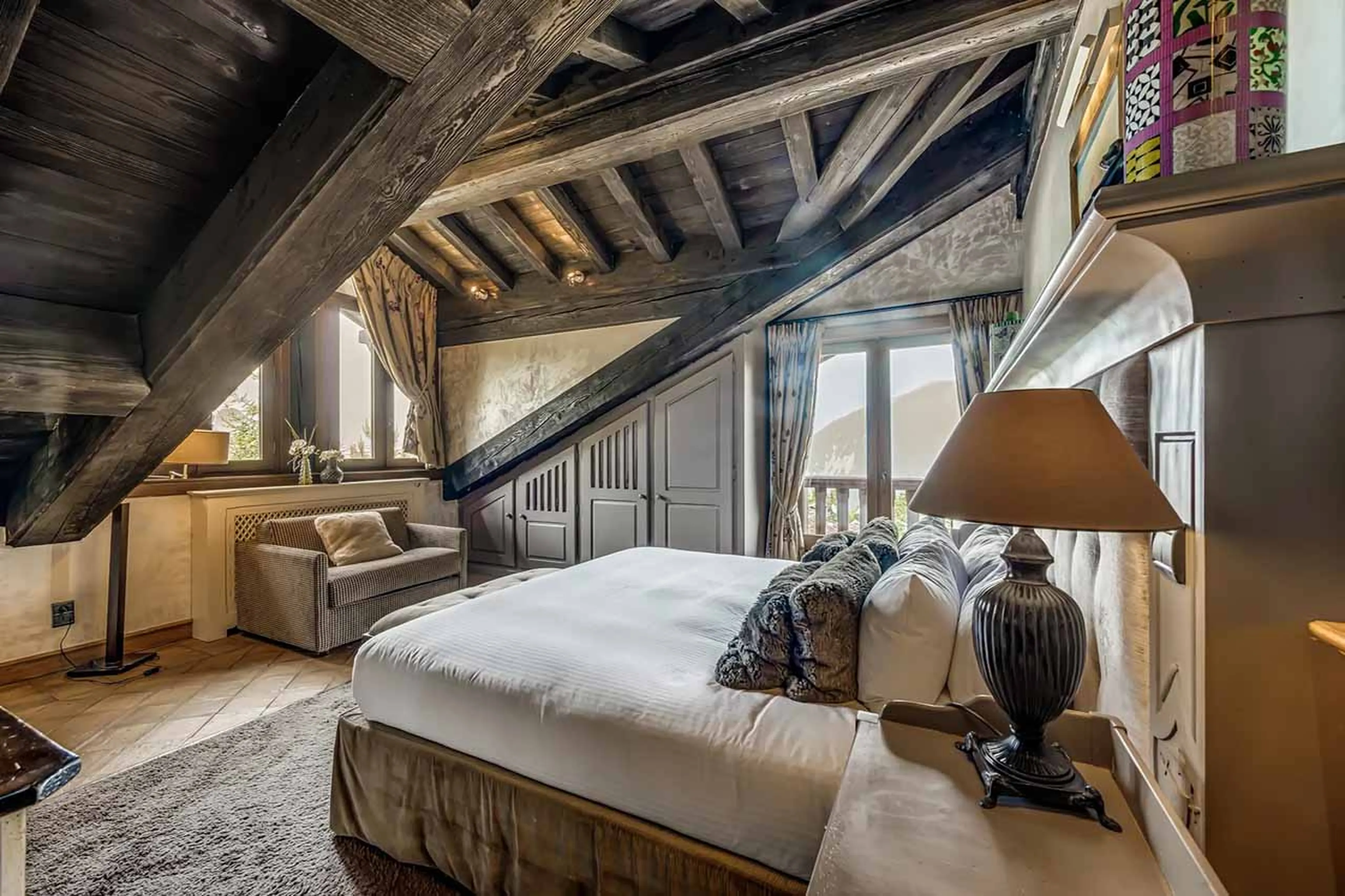 Bedroom 5 windows at Chalet St Christophe in Courchevel 1850