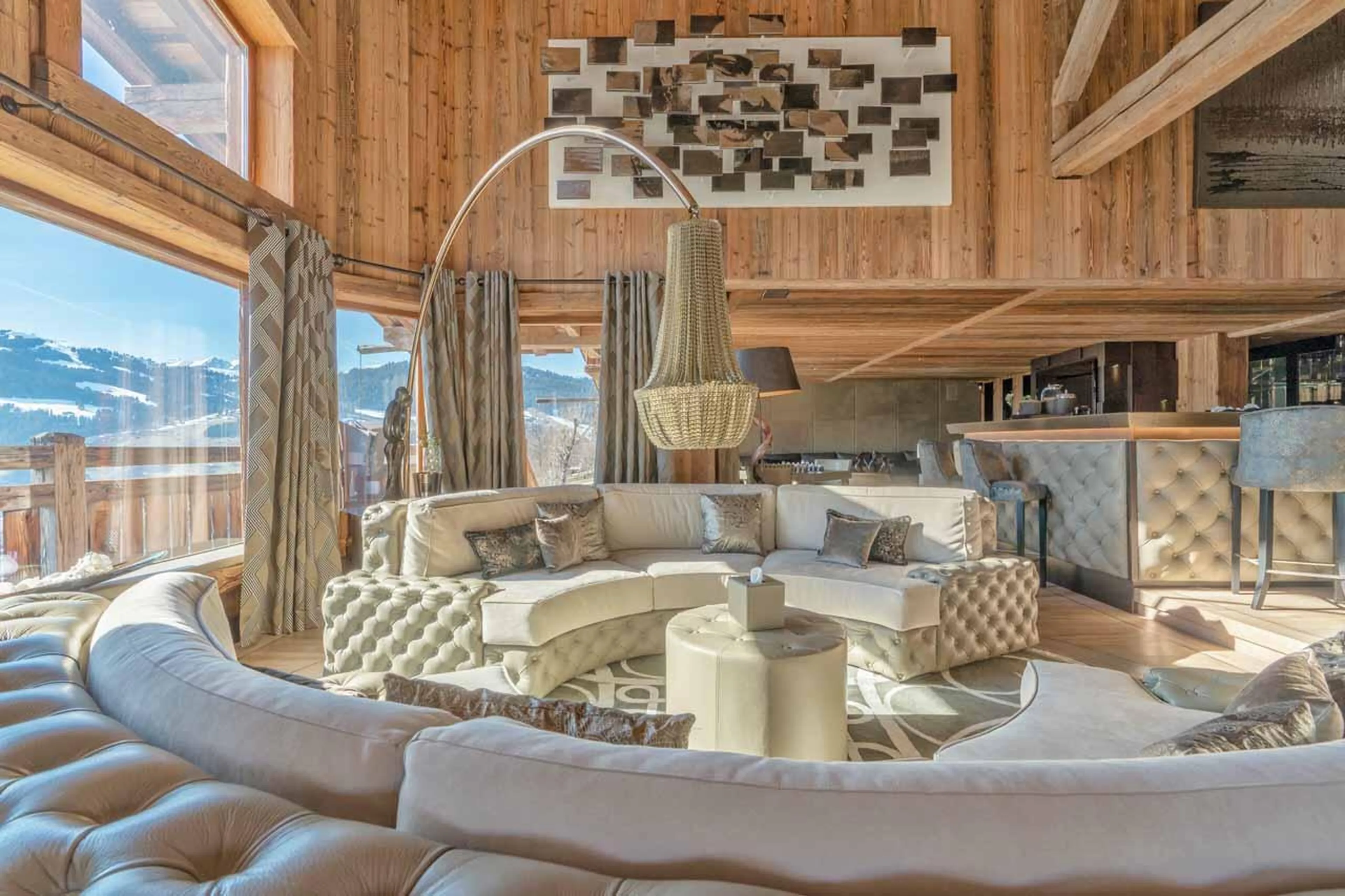 Mountain views from lounge at Chalet Sun in Megeve