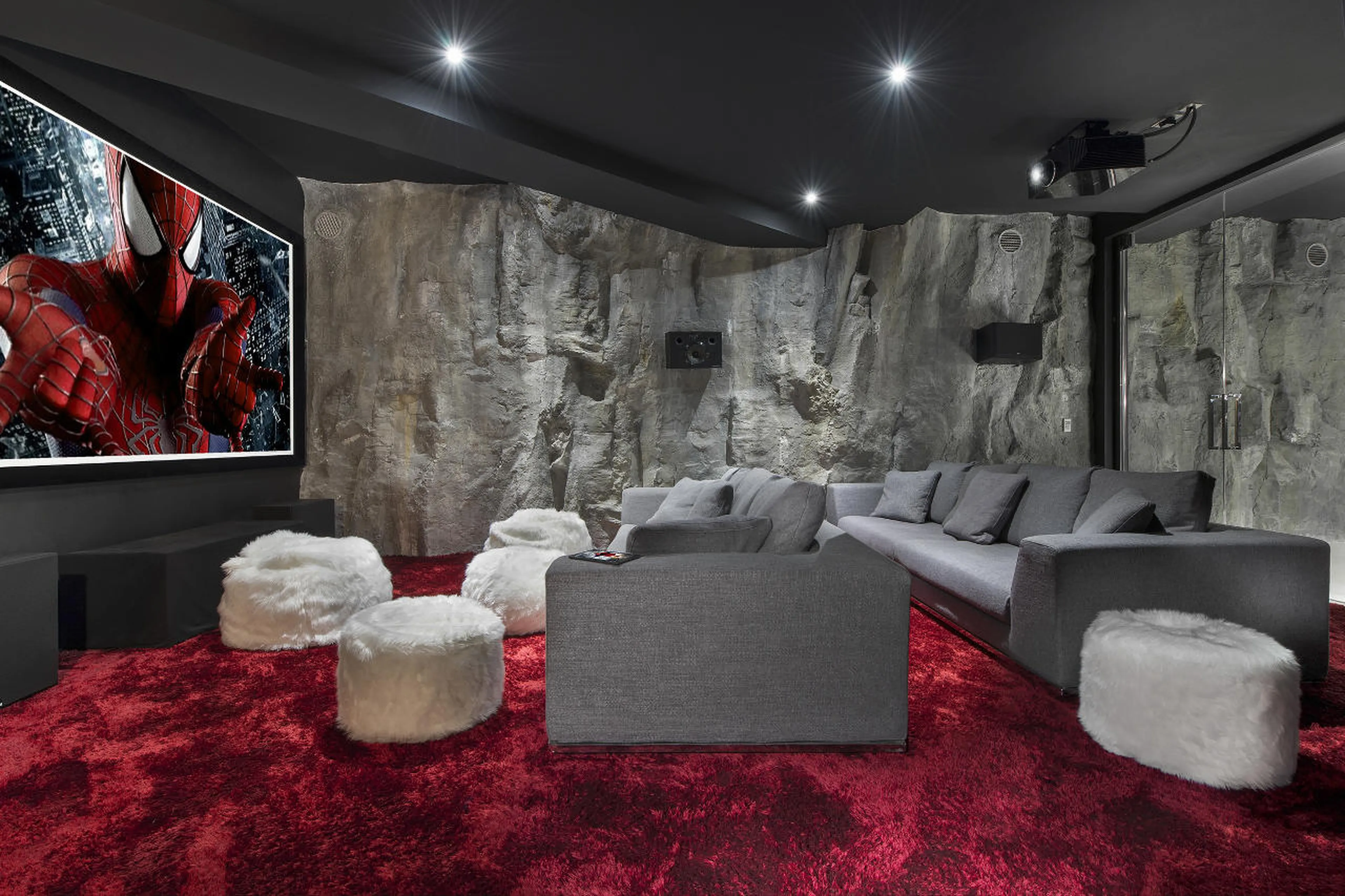 Cinema room on below lower ground floor in Chalet Tahoe in Courchevel 1850