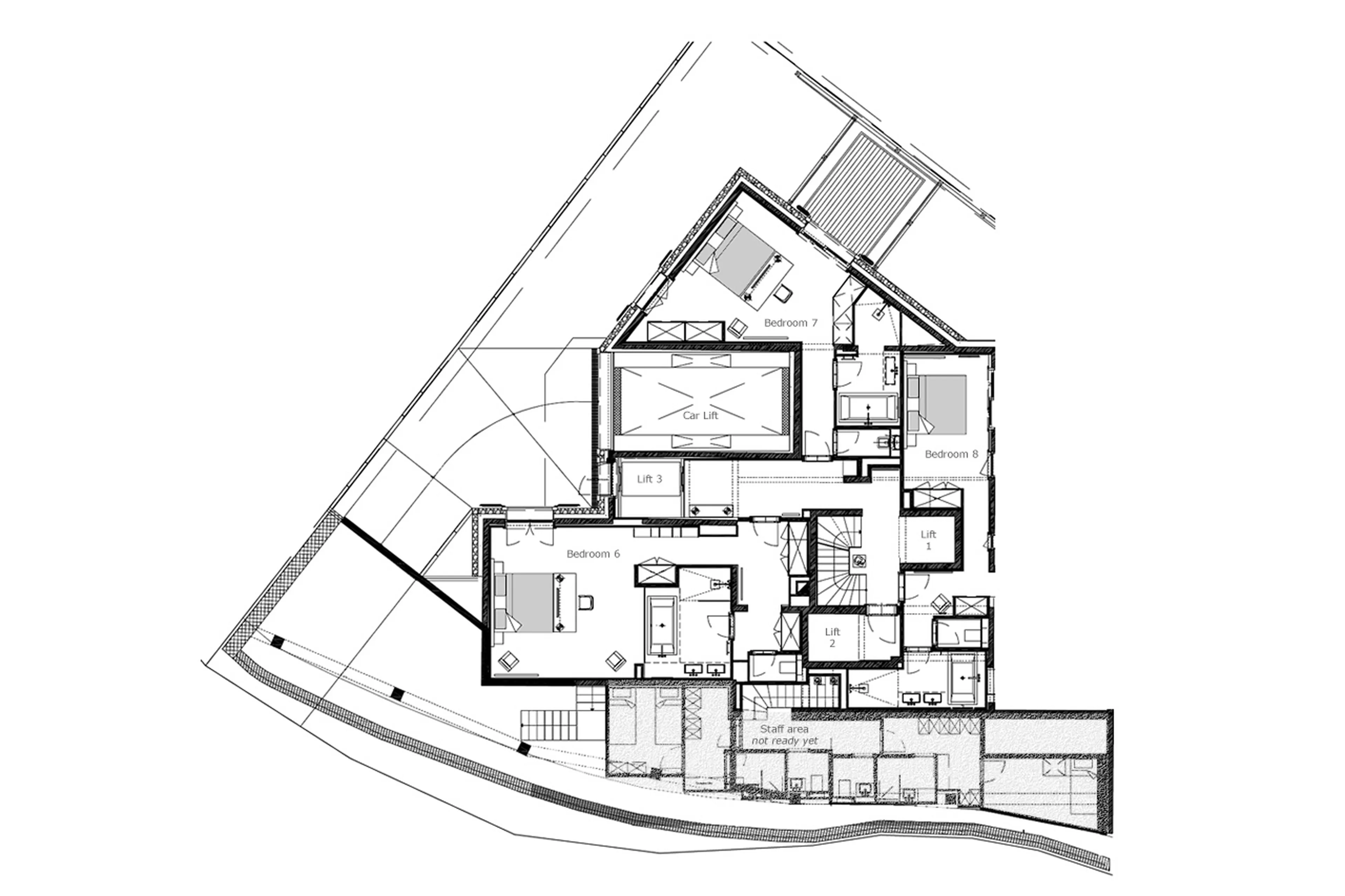 Level -1 floor plan of Chalet Tahoe in Courchevel 1850
