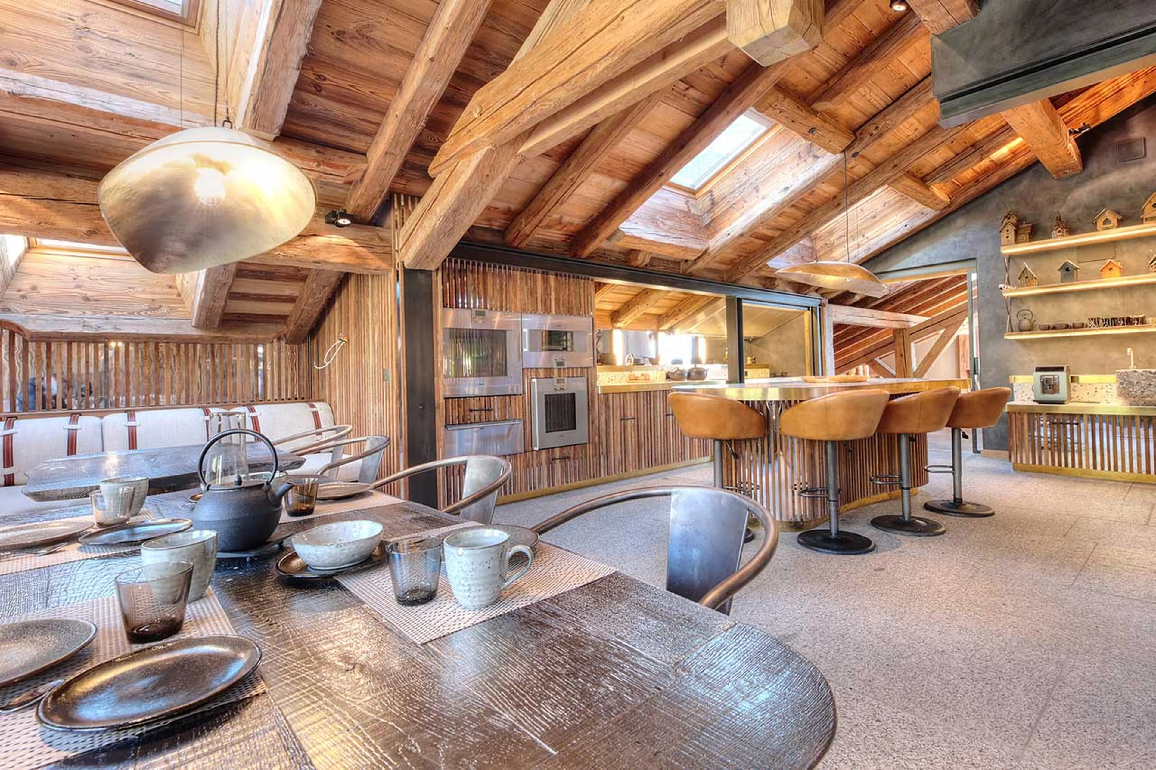 Kitchen island at Chalet Tao in Megeve