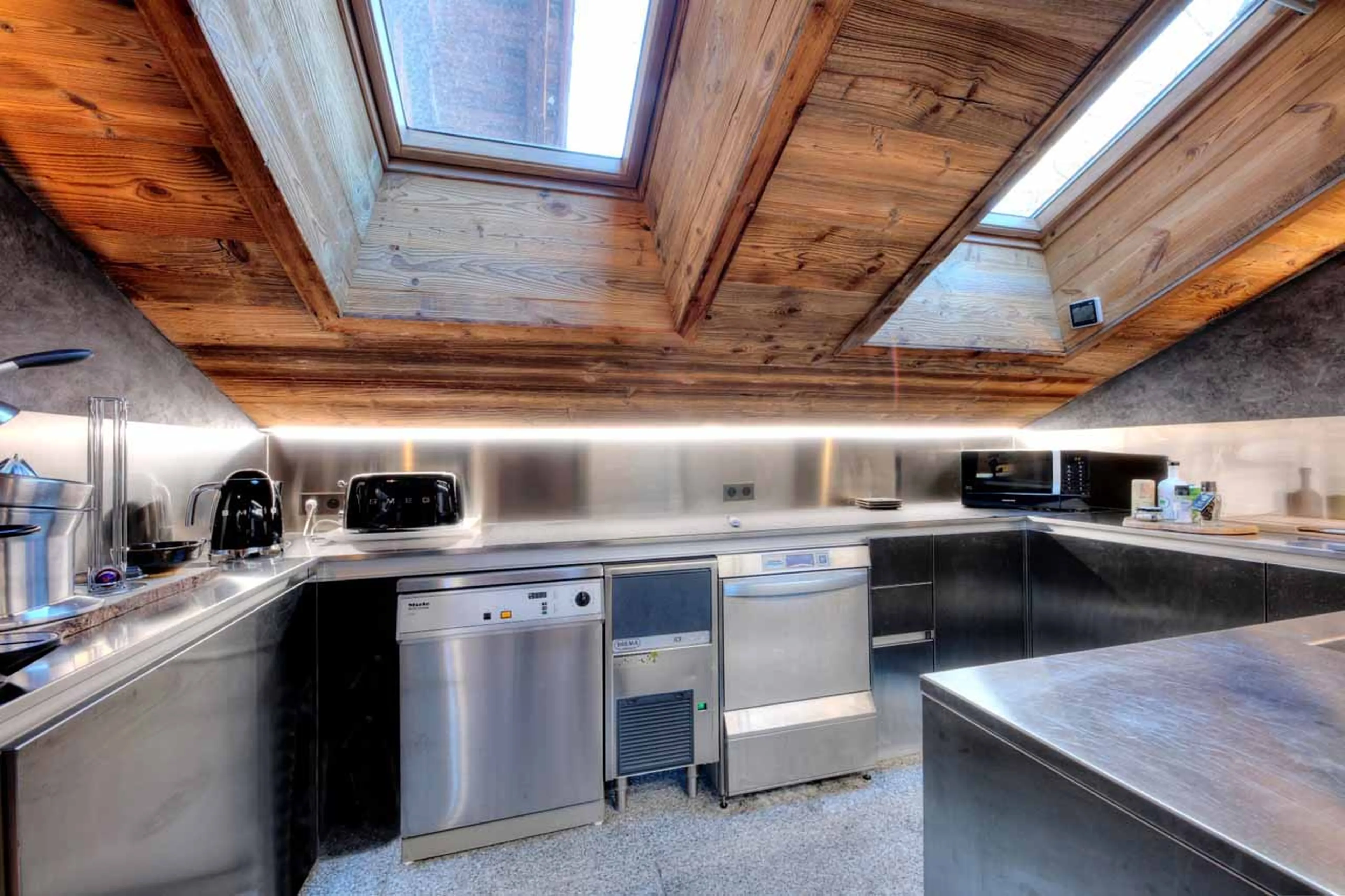 Staff kitchen at Chalet Tao in Megeve