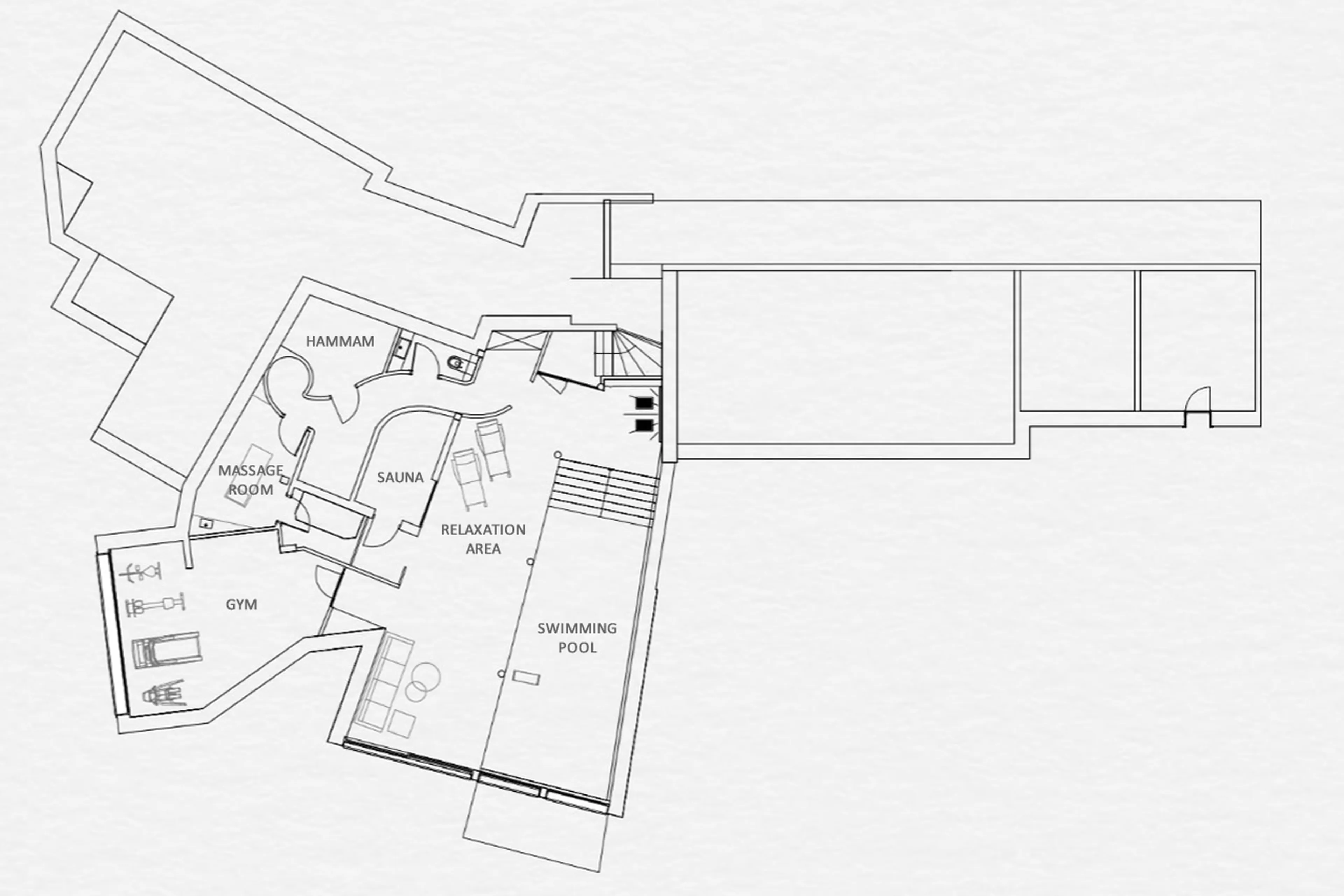 Level -1 floor plan of Chalet Tataali in Morzine
