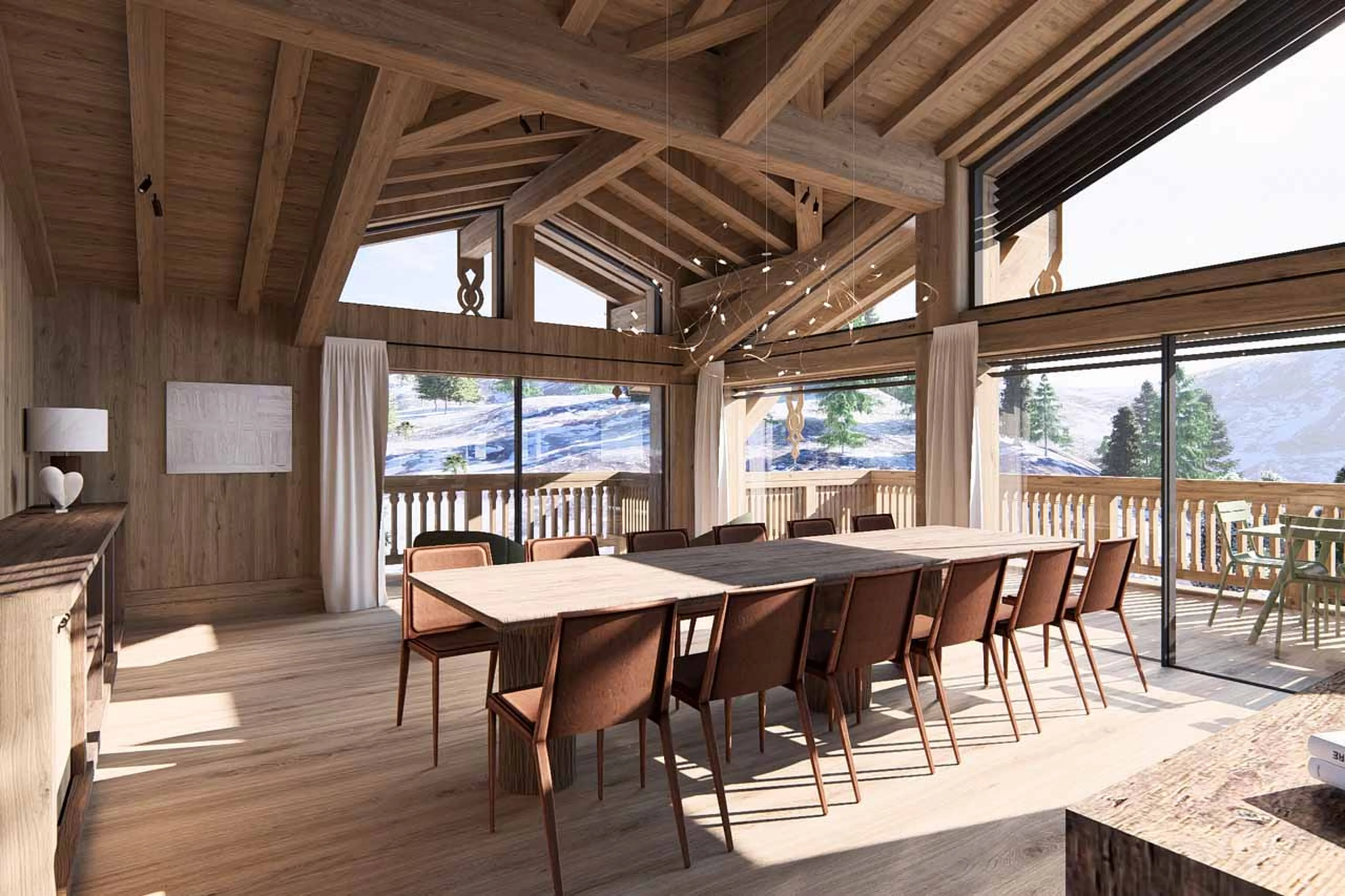 Dining area at Chalet Tchadar in Courchevel 1850