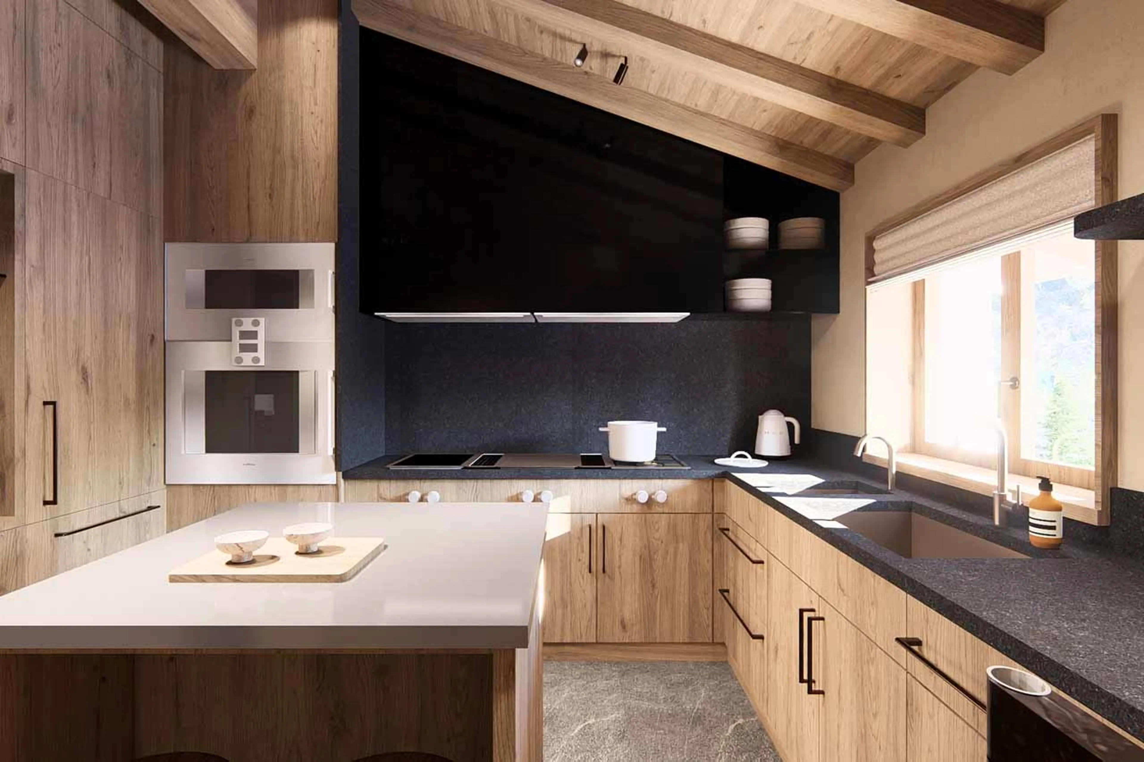 Kitchen island at Chalet Tchadar in Courchevel 1850