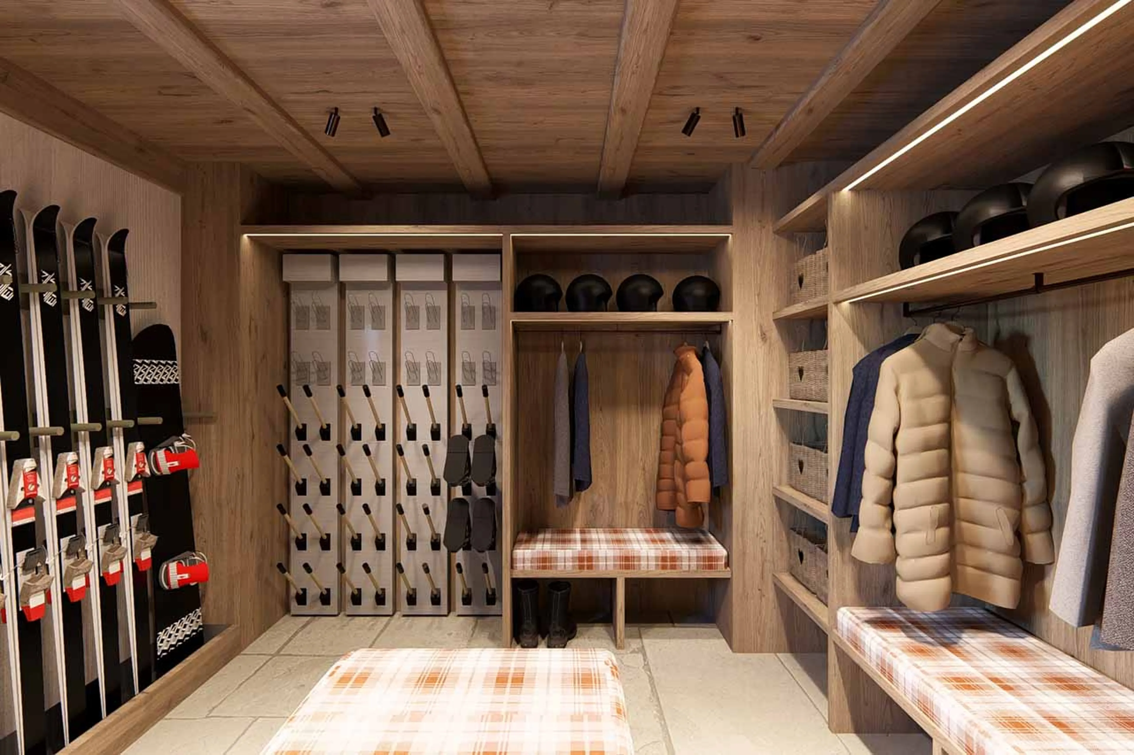 Ski room at Chalet Tchadar in Courchevel 1850