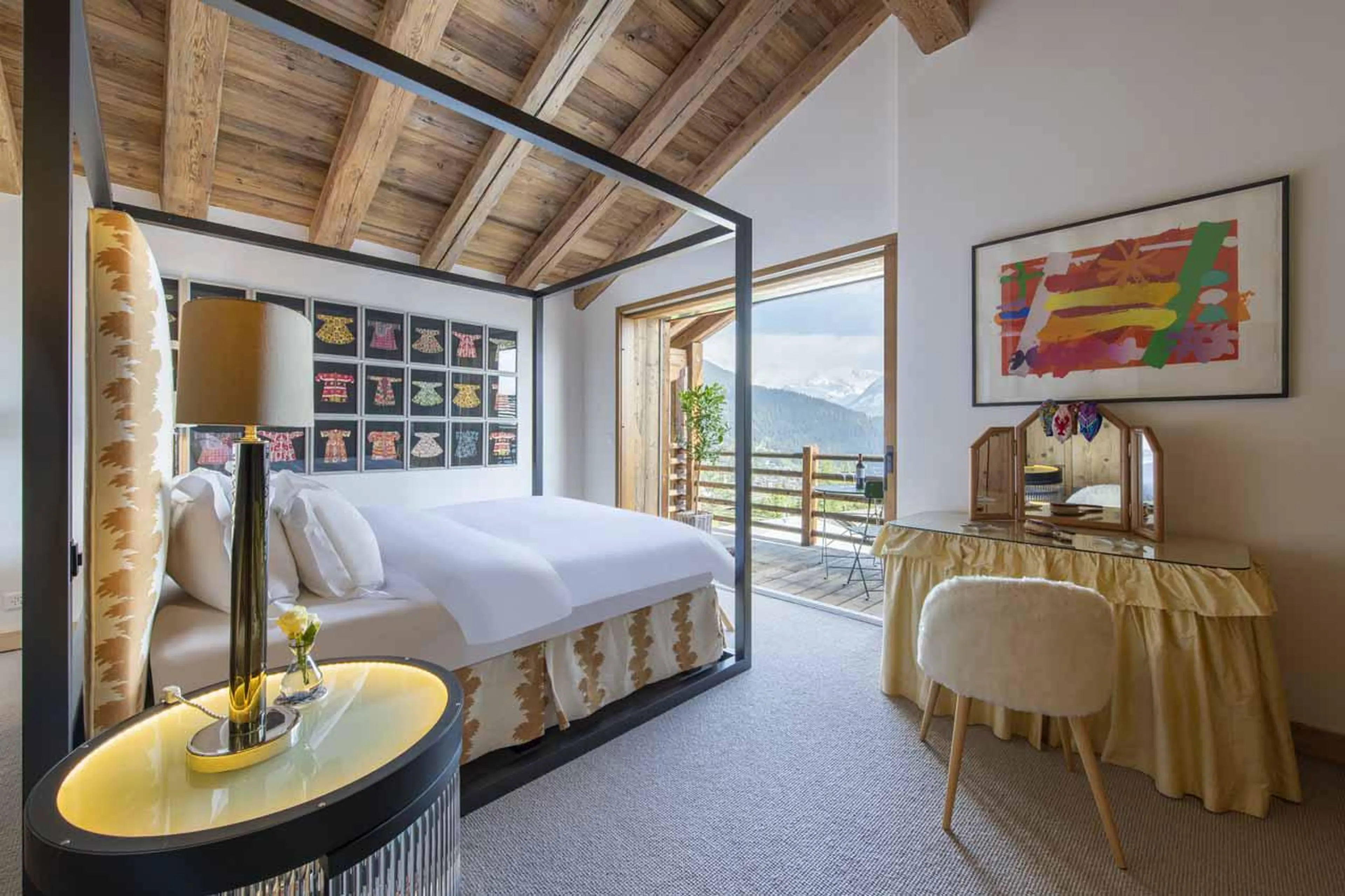 Balcony access at from master suite at Chalet Teredo in Verbier