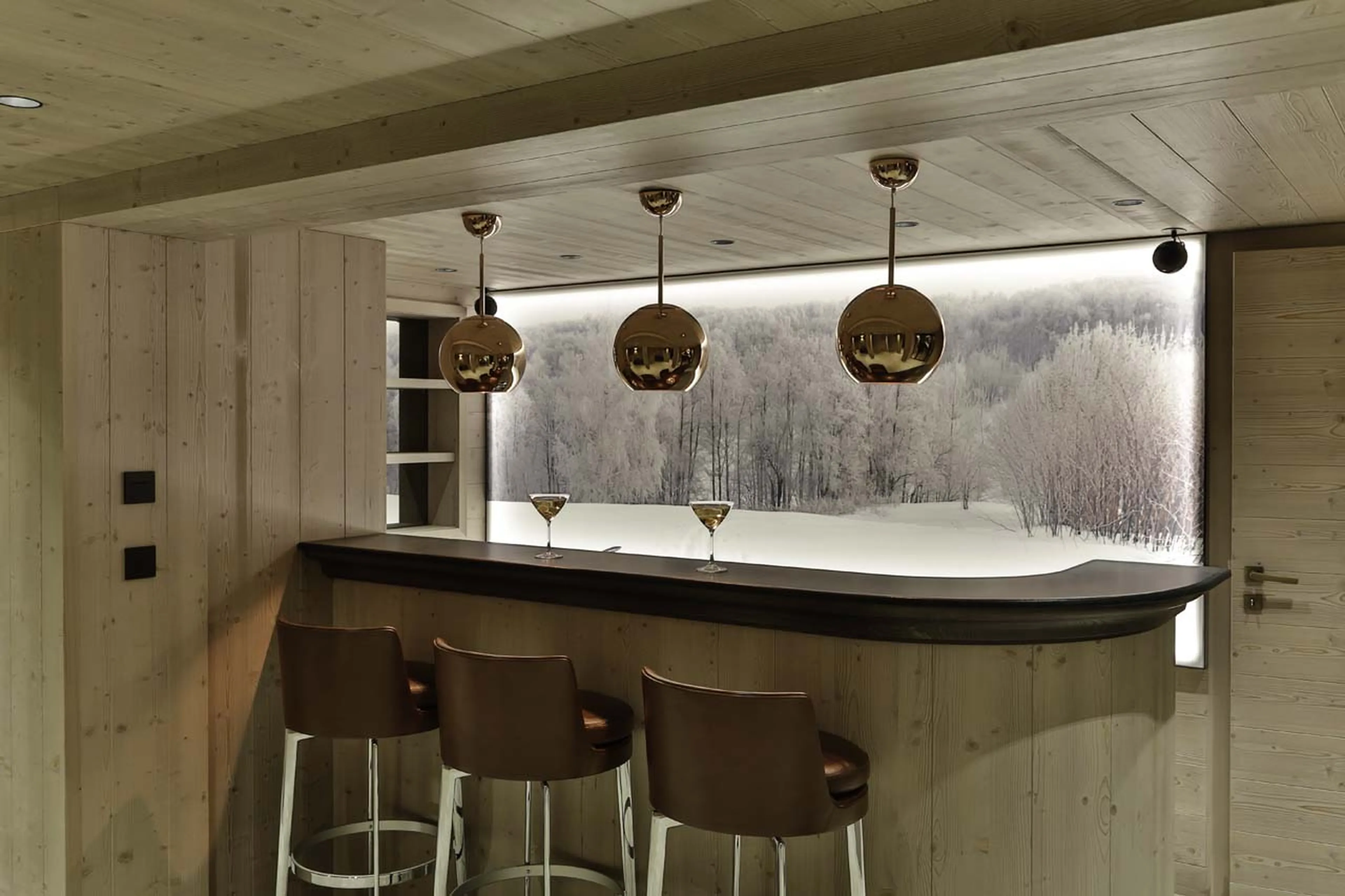 Elegant bar at Chalet Thanasis in Megeve