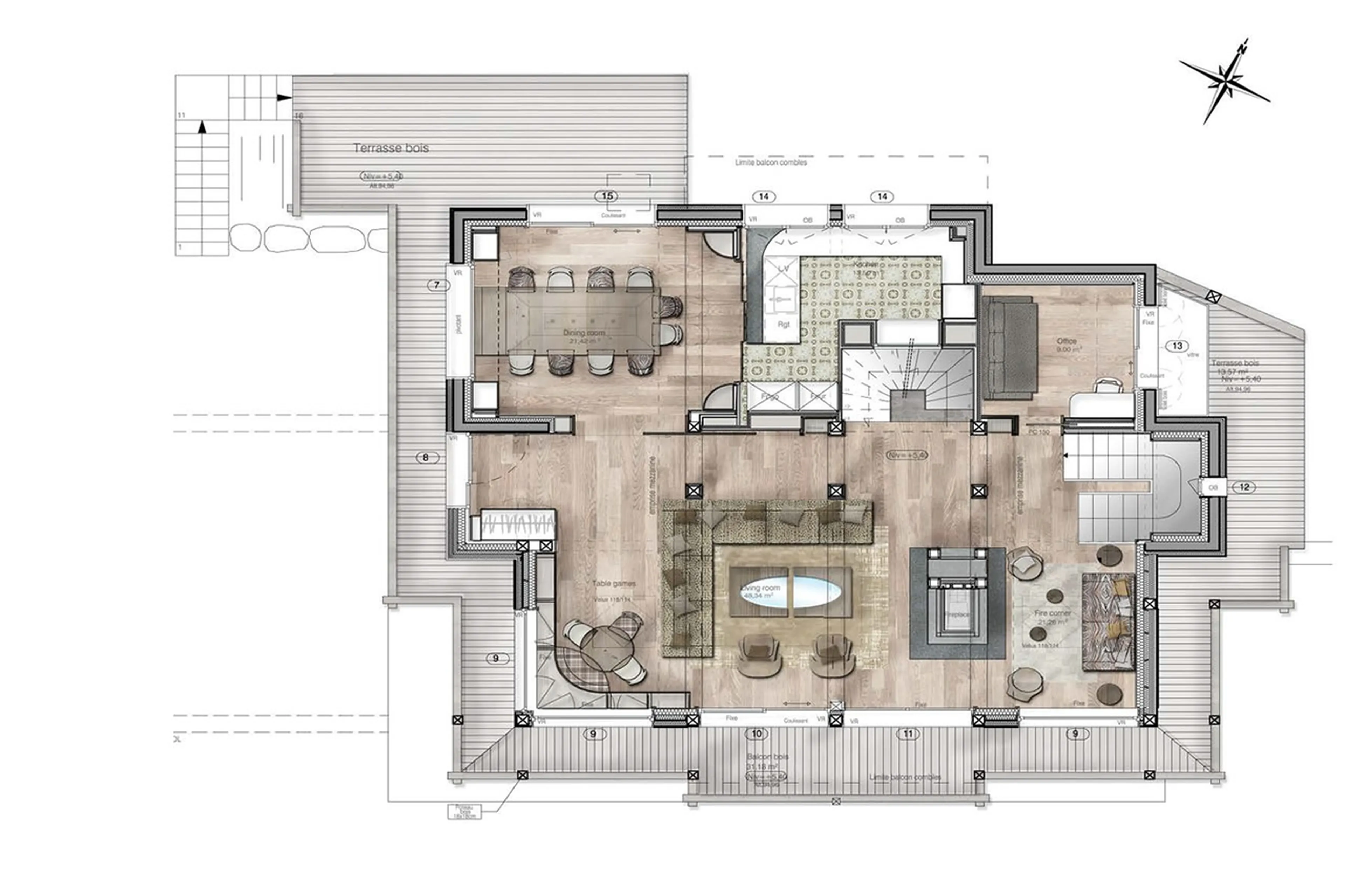 Level 1 floor plan of Chalet Thanasis in Megeve