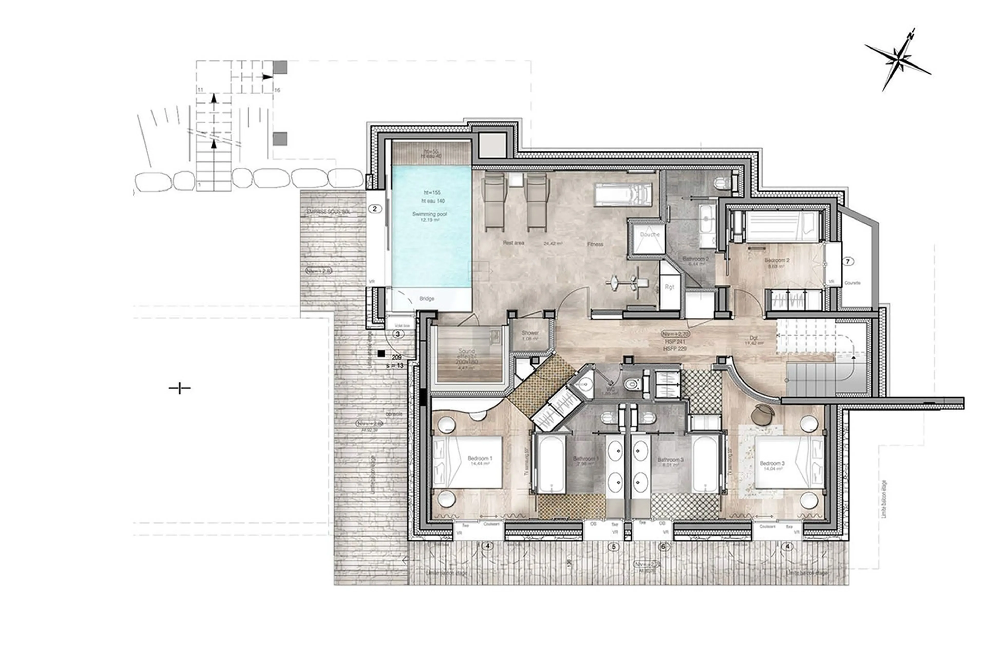 Level 0 floor plan of Chalet Thanasis in Megeve
