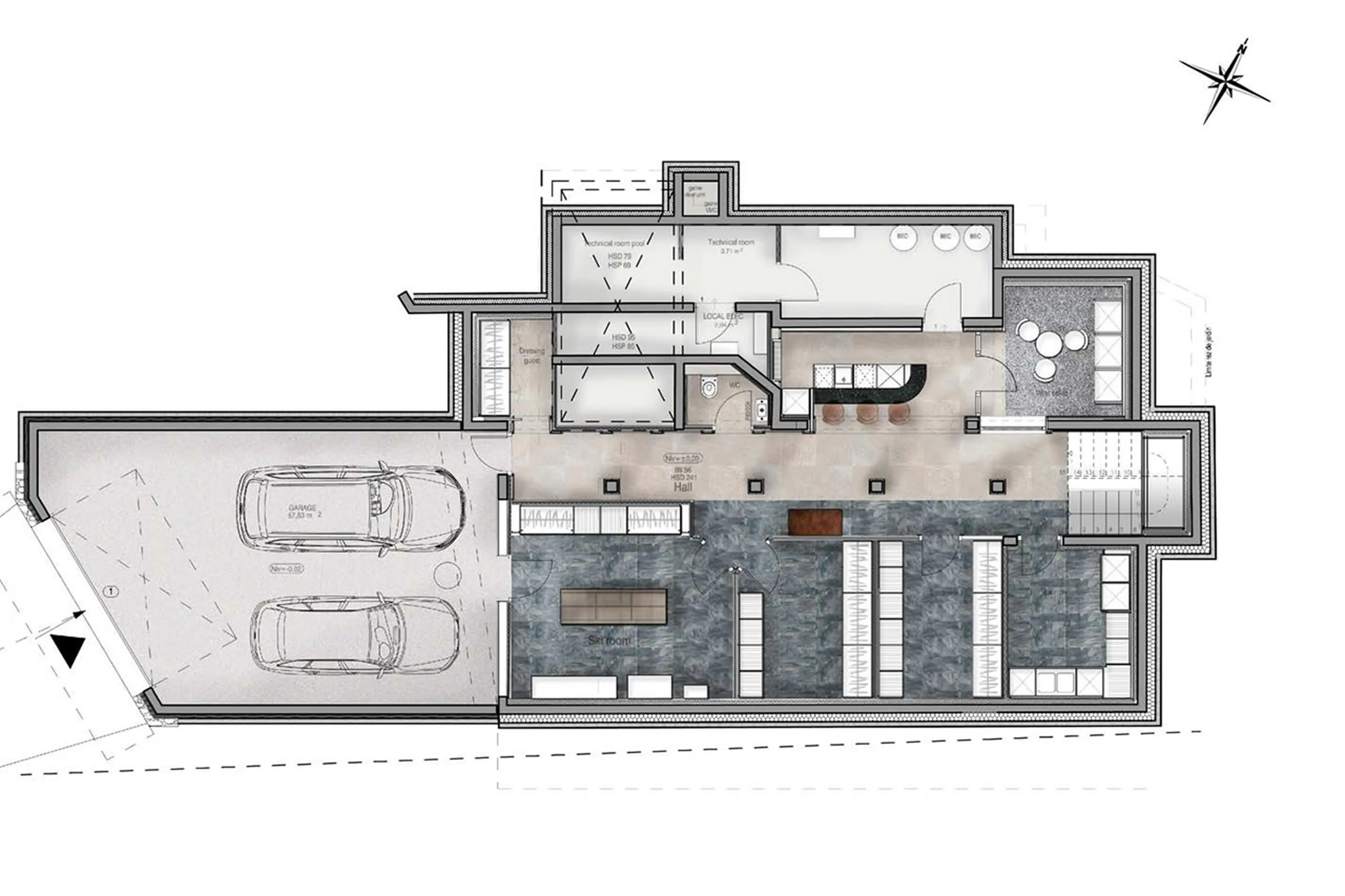 Level -1 floor plan of Chalet Thanasis in Megeve