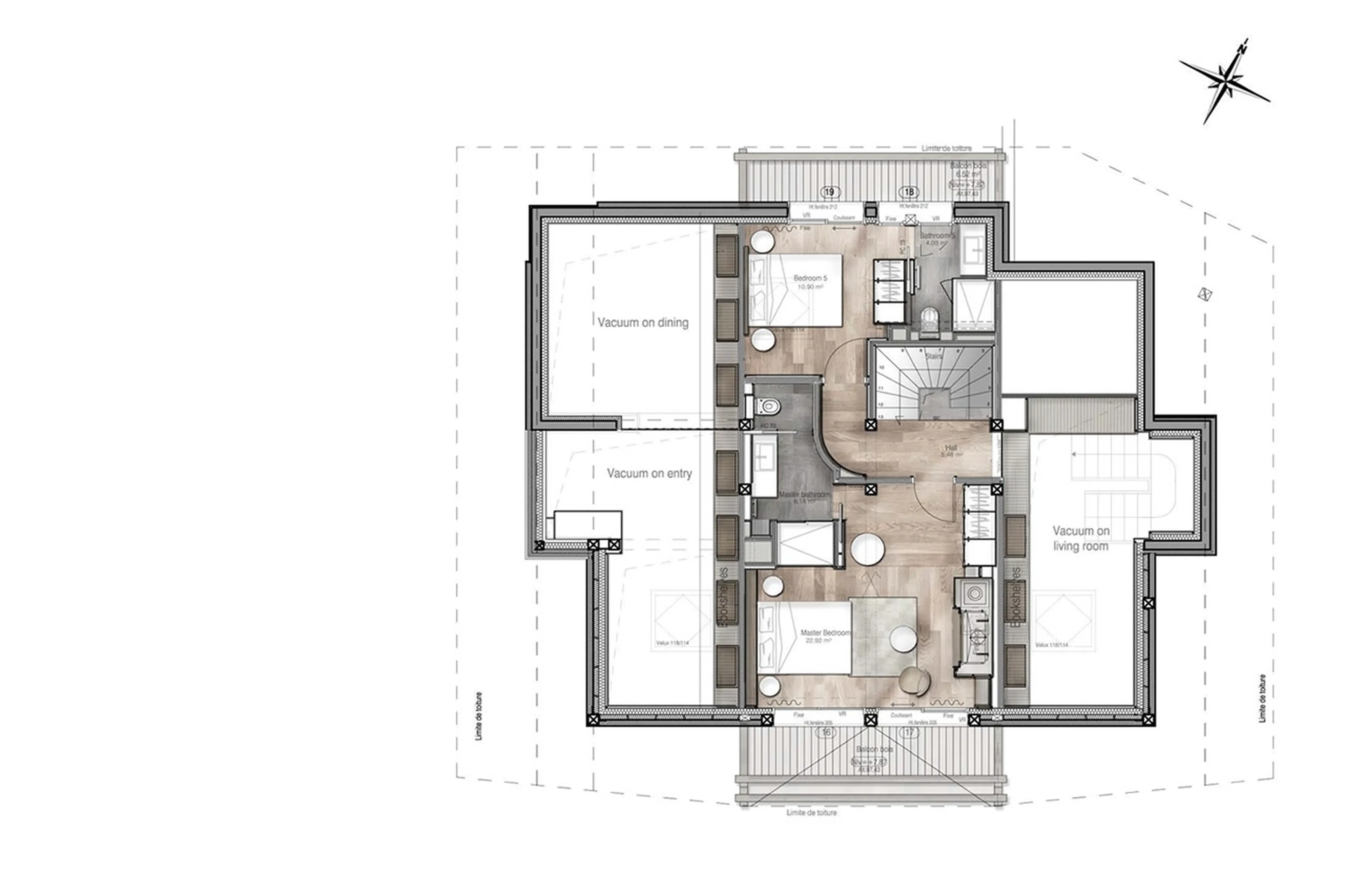 Mezzanine level floor plan of Chalet Thanasis in Megeve