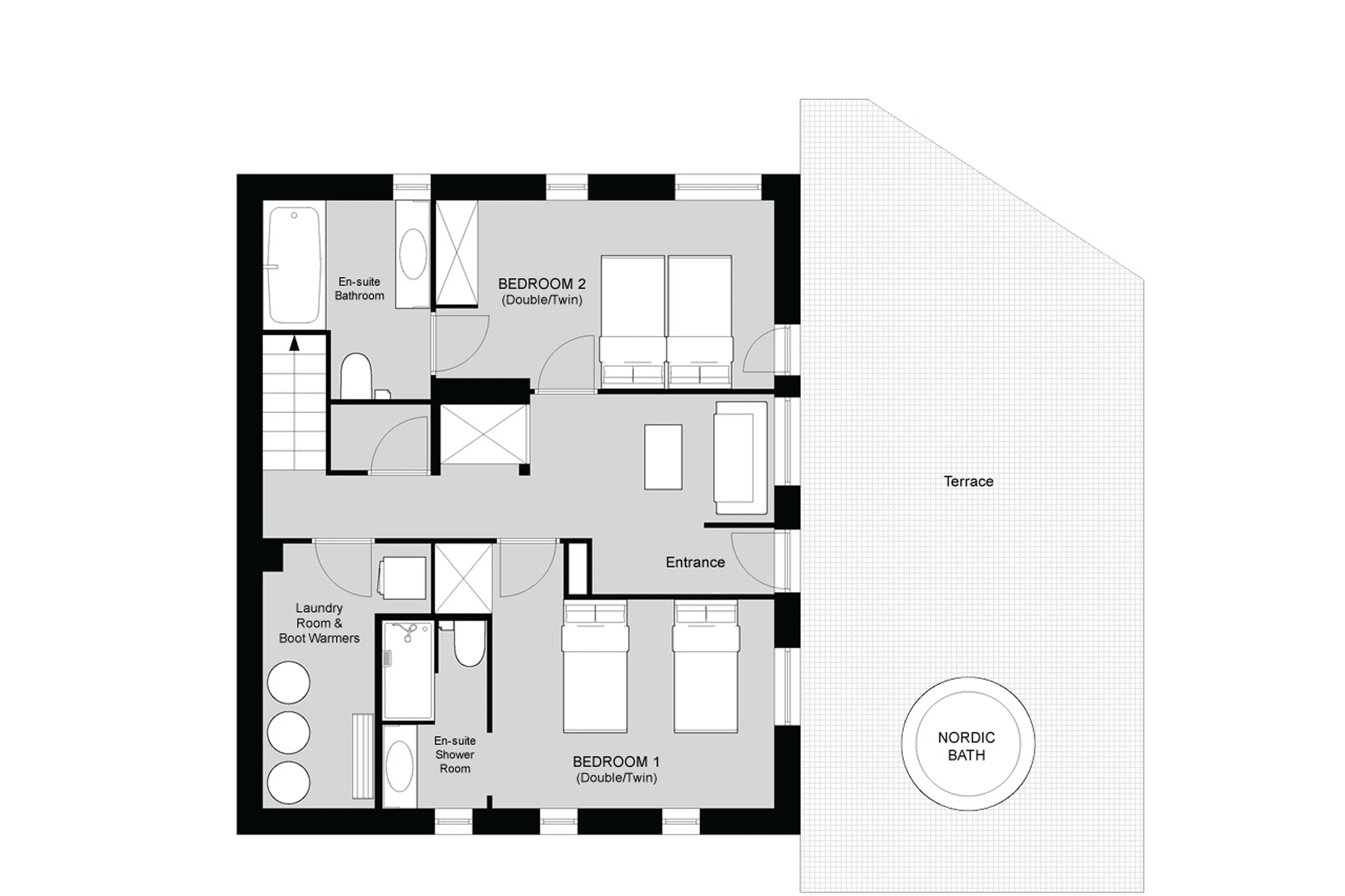 Level 0 floor plan of Chalet Thovex in Val d'Isere