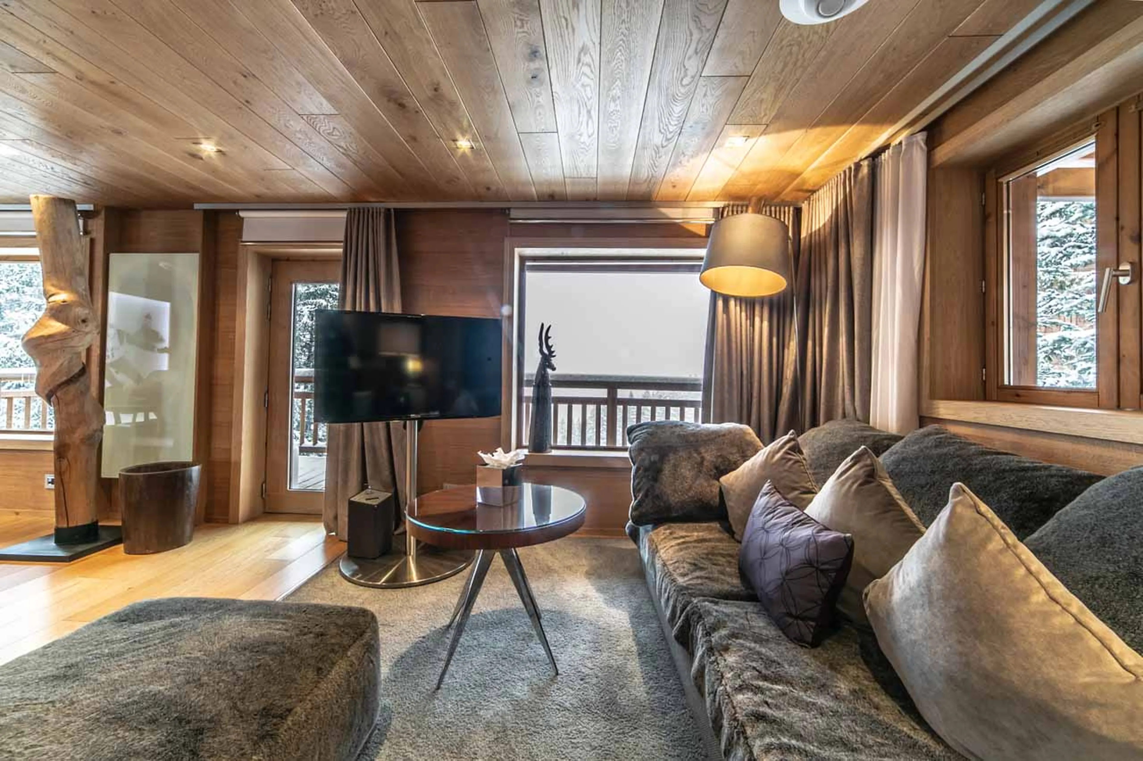 TV in living area at Chalet Timeless in Courchevel 1850