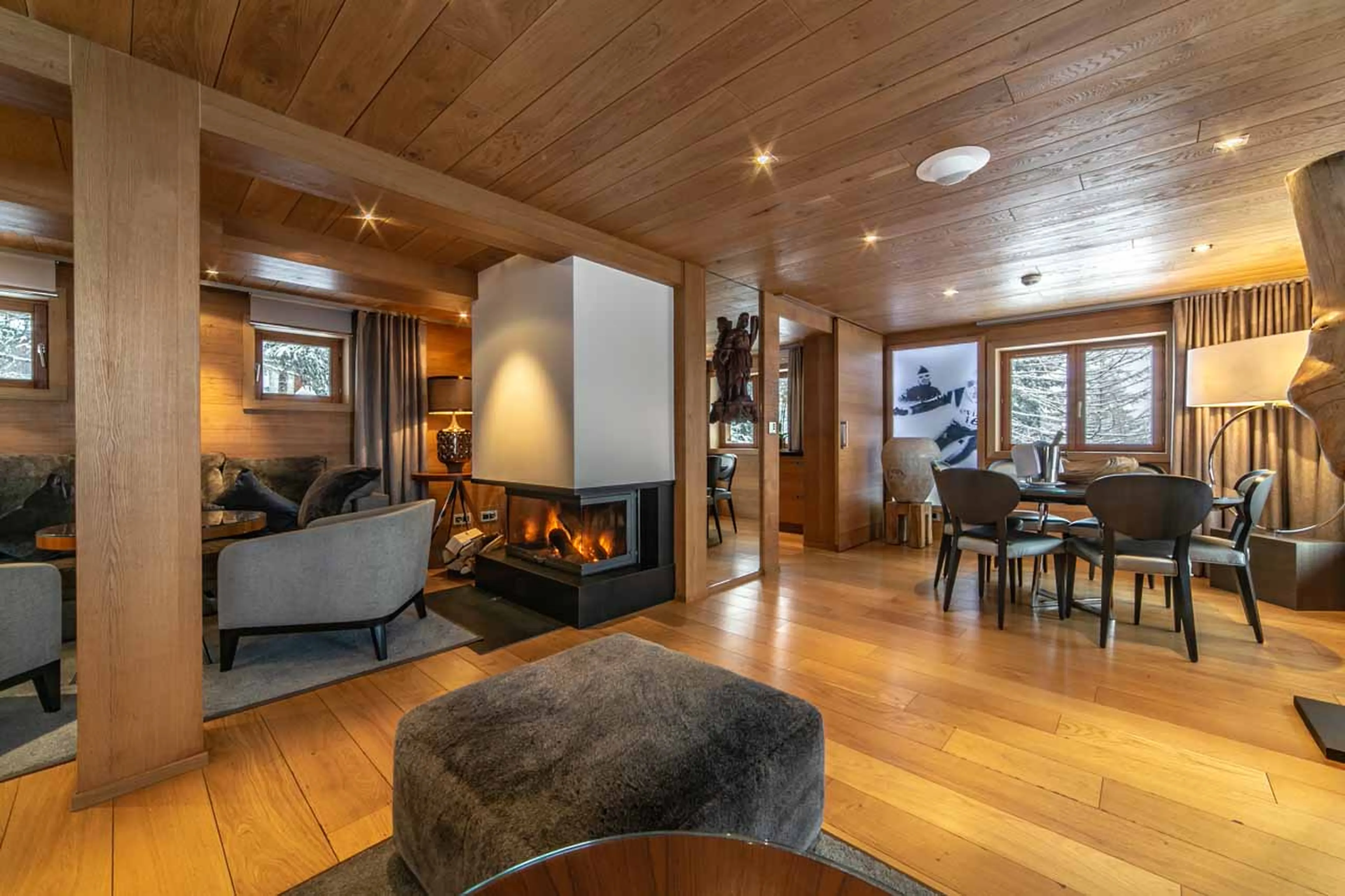 Living area at Chalet Timeless in Courchevel 1850